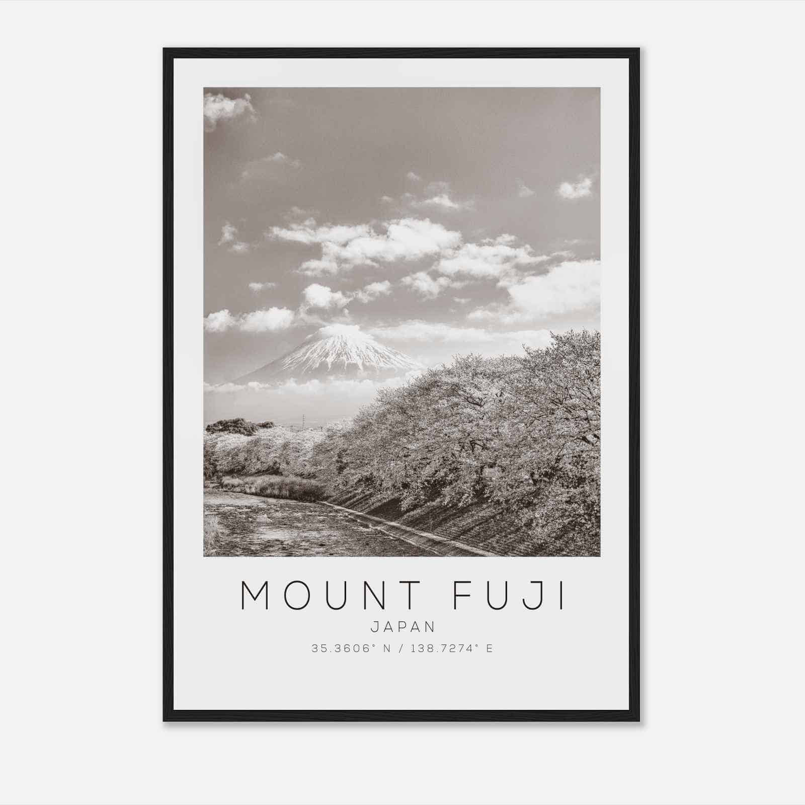 Mount Fuji Japan Travel Photo Poster BW, Mount Fuji Travel Print, Minimalist Travel Poster Print