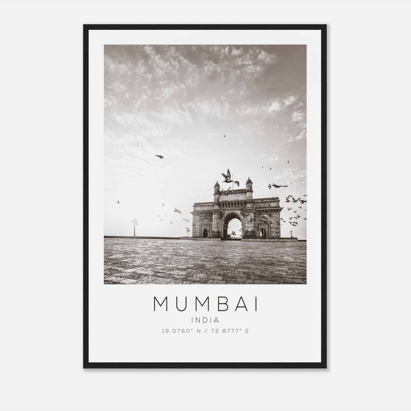 Mumbai India Travel Photo Poster BW, Mumbai Travel Print, Minimalist Travel Poster Print