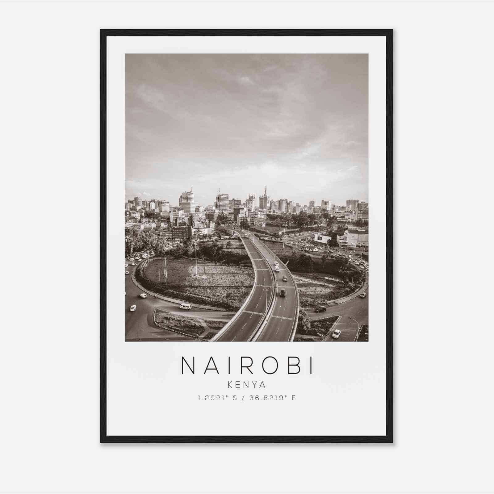 Nairobi Kenya Travel Photo Poster BW, Nairobi Travel Print, Minimalist Travel Poster Print