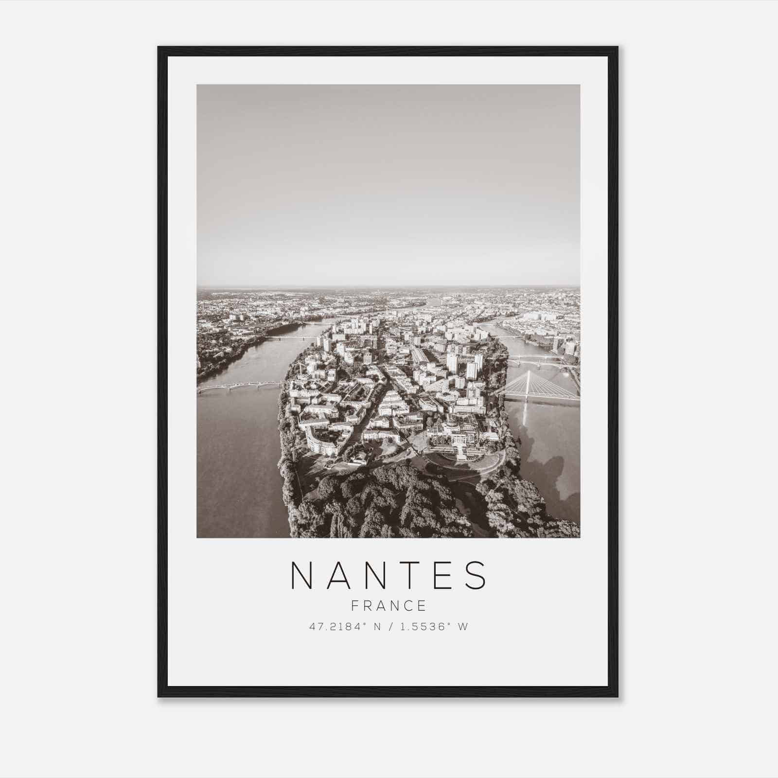 Nantes France Travel Photo Poster BW, Nantes Travel Print, Minimalist Travel Poster Print