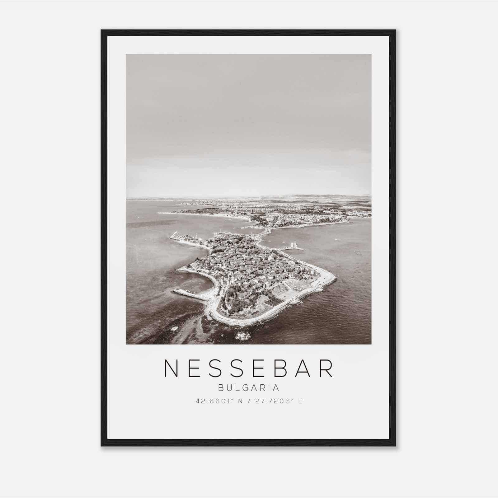 Nessebar Bulgaria Travel Photo Poster BW, Nessebar Travel Print, Minimalist Travel Poster Print