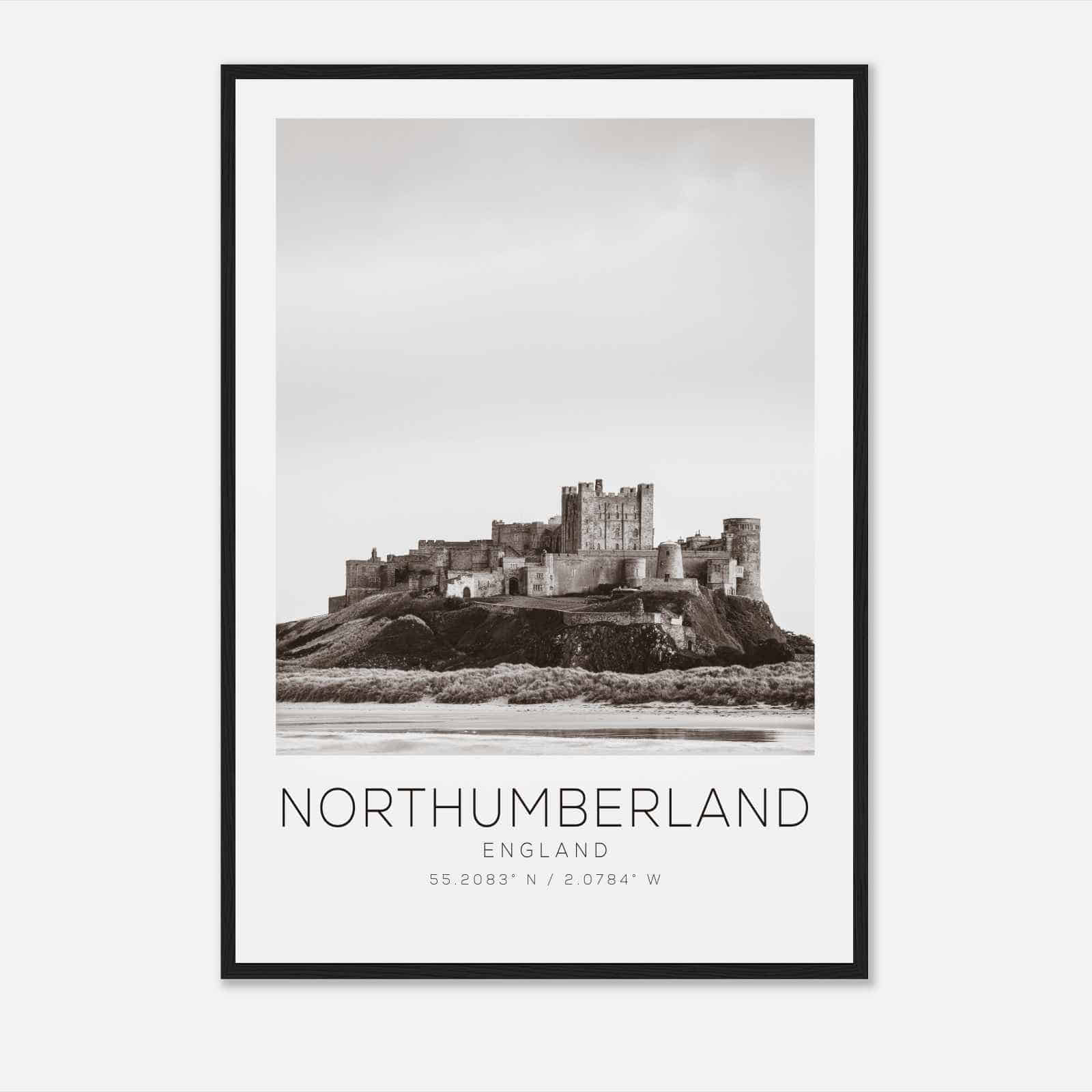 Northumberland England Travel Photo Poster BW, Northumberland Travel Print, Minimalist Travel Poster Print