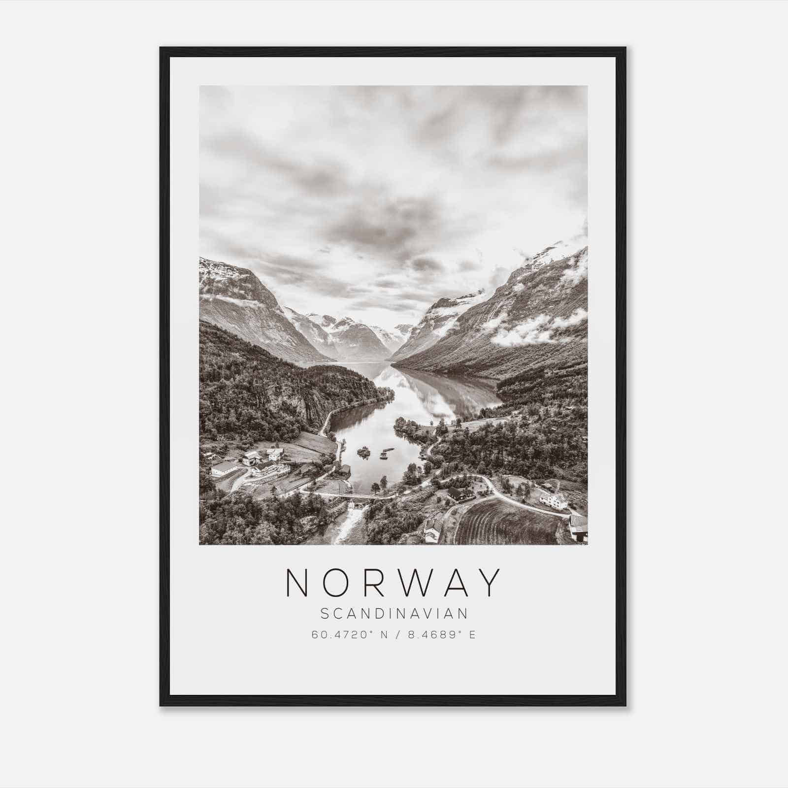 Norway Scandinavian Travel Photo Poster BW, Norway Travel Print, Minimalist Travel Poster Print