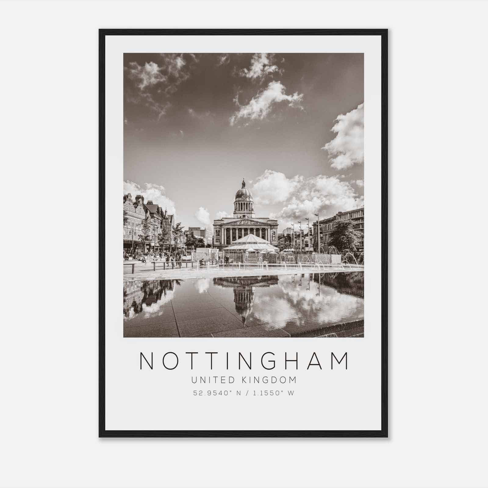 NOTTINGHAM United Kingdom Travel Photo Poster BW, NOTTINGHAM Travel Print, Minimalist Travel Poster Print