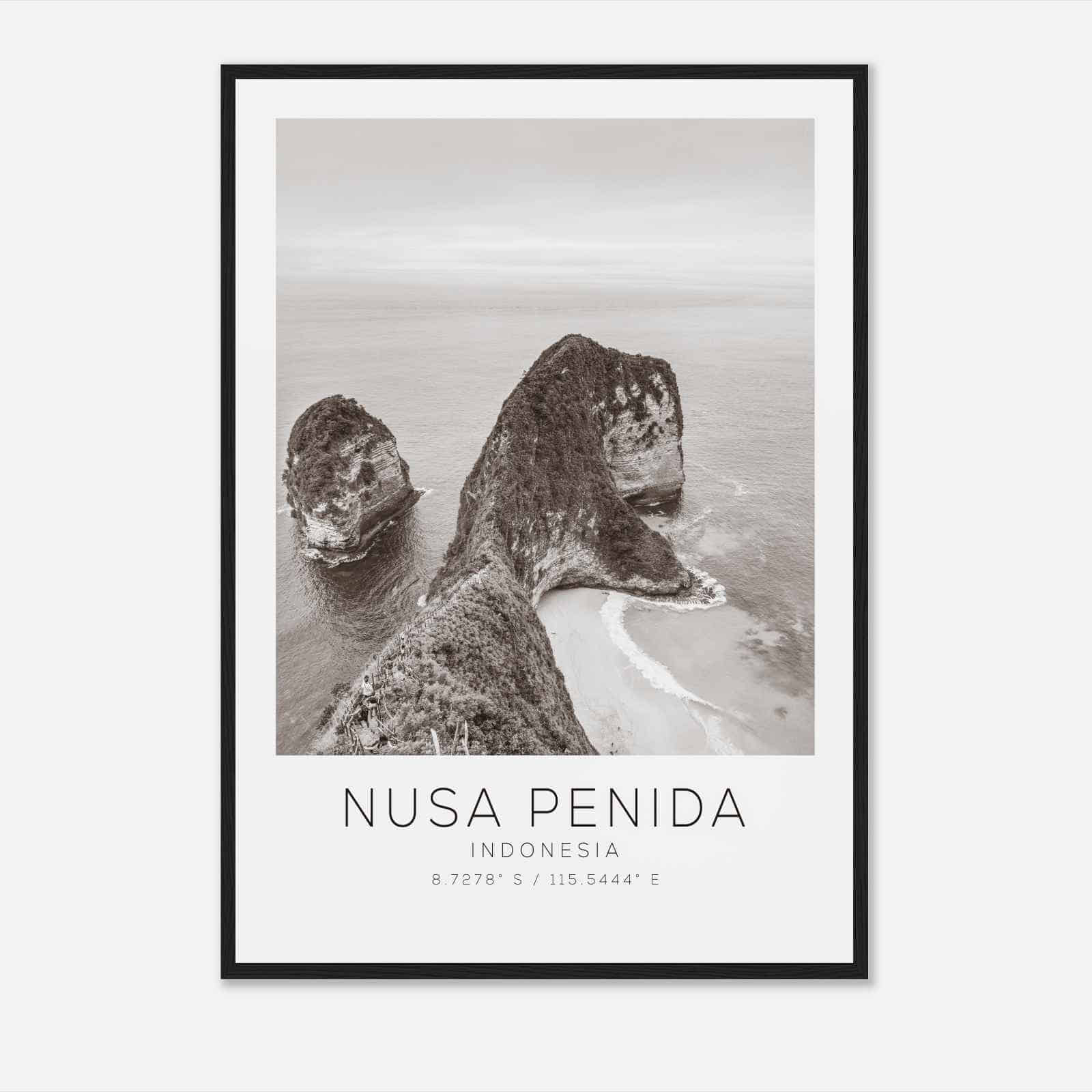 Nusa Penida Indonesia Travel Photo Poster BW, Nusa Penida Travel Print, Minimalist Travel Poster Print
