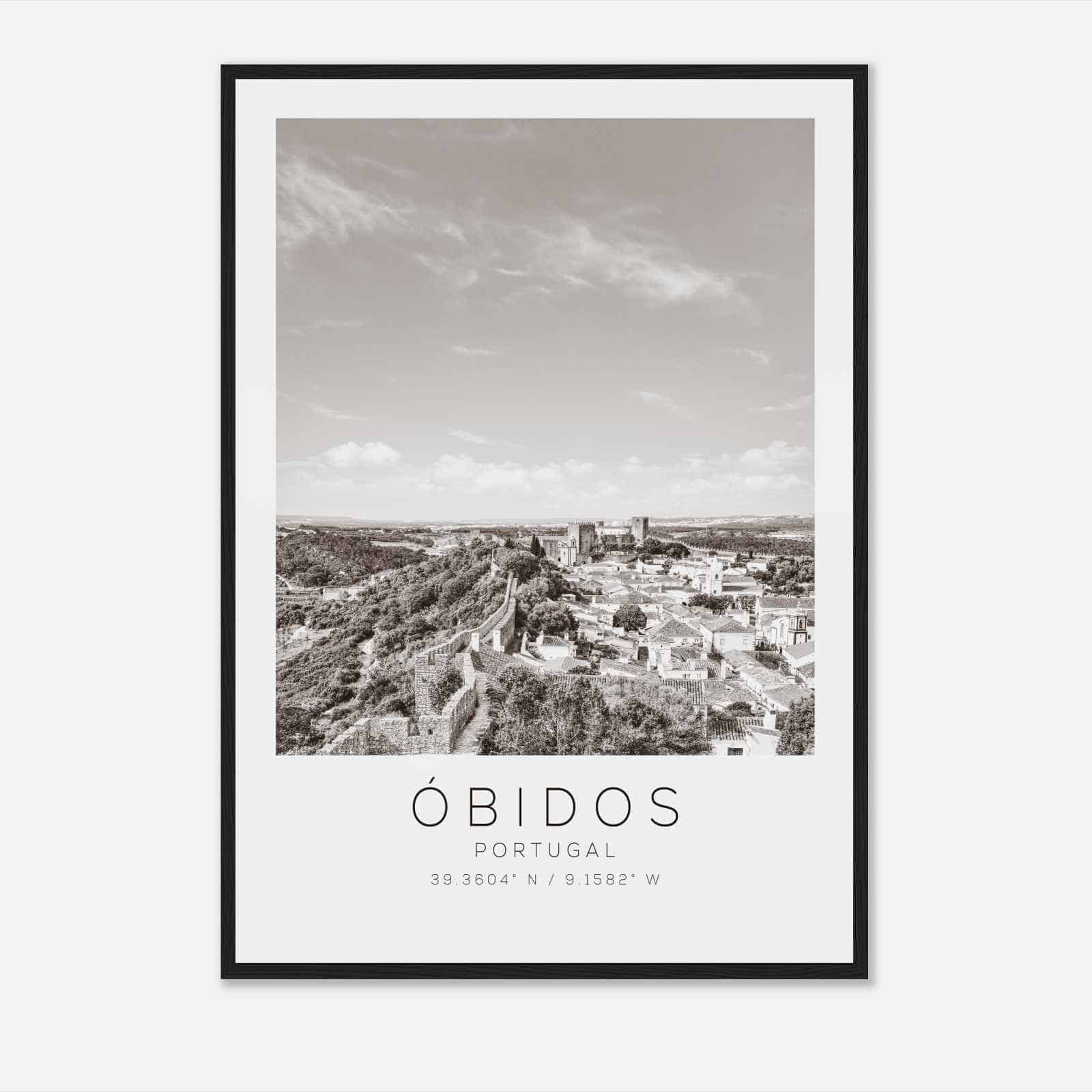 Obidos Portugal Travel Photo Poster BW, Obidos Travel Print, Minimalist Travel Poster Print