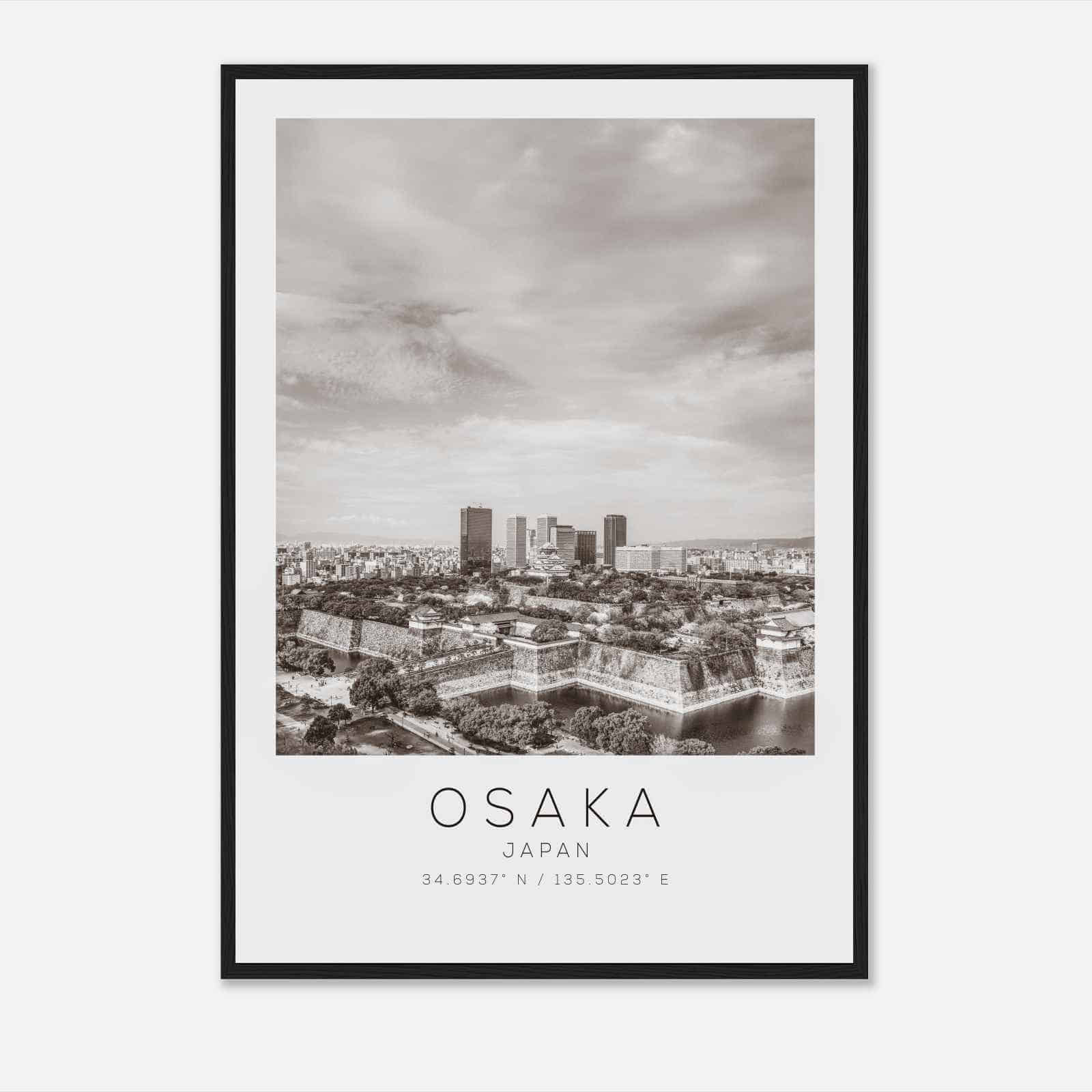 Osaka Japan Travel Photo Poster BW, Osaka Travel Print, Minimalist Travel Poster Print DS2