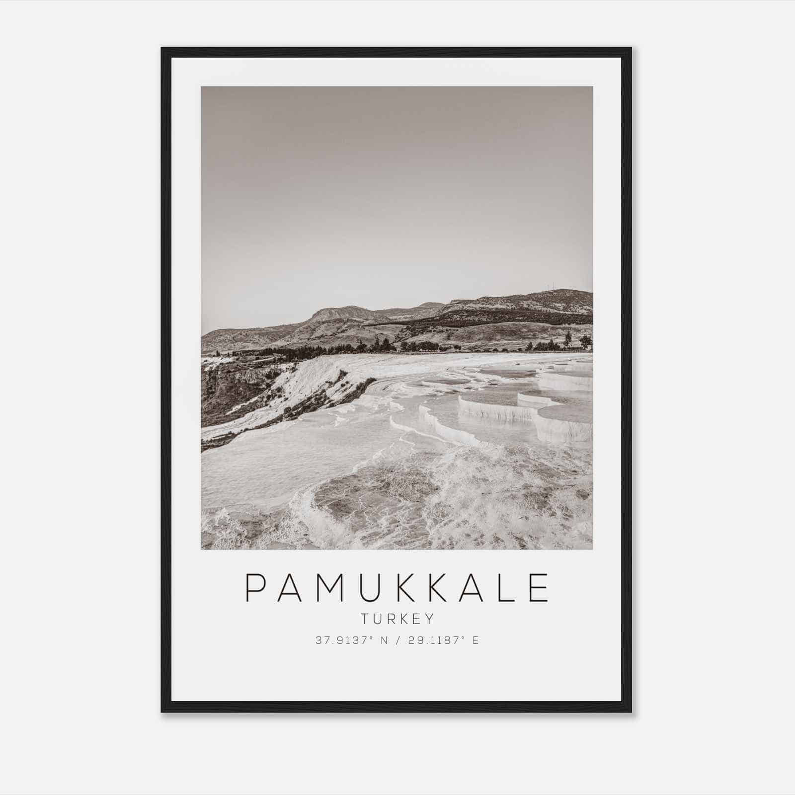 Pamukkale Turkey Travel Photo Poster BW, Pamukkale Travel Print, Minimalist Travel Poster Print