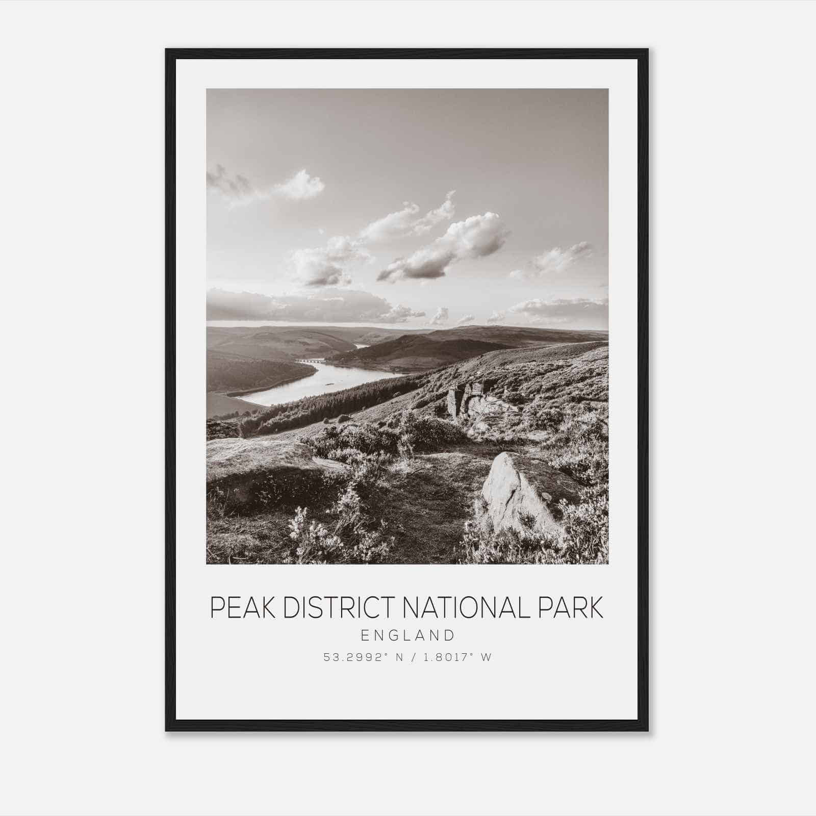 Peak District National Park England Travel Photo Poster BW, Peak District National Park Travel Print, Minimalist Travel Poster Print DS2