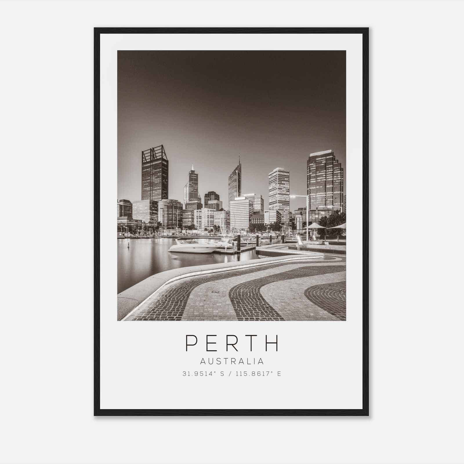 Perth Australia Travel Photo Poster BW, Perth Travel Print, Minimalist Travel Poster Print DS2