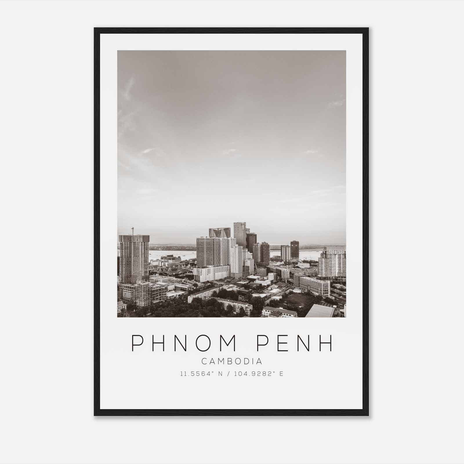 Phnom Penh Cambodia Travel Photo Poster BW, Phnom Penh Travel Print, Minimalist Travel Poster Print
