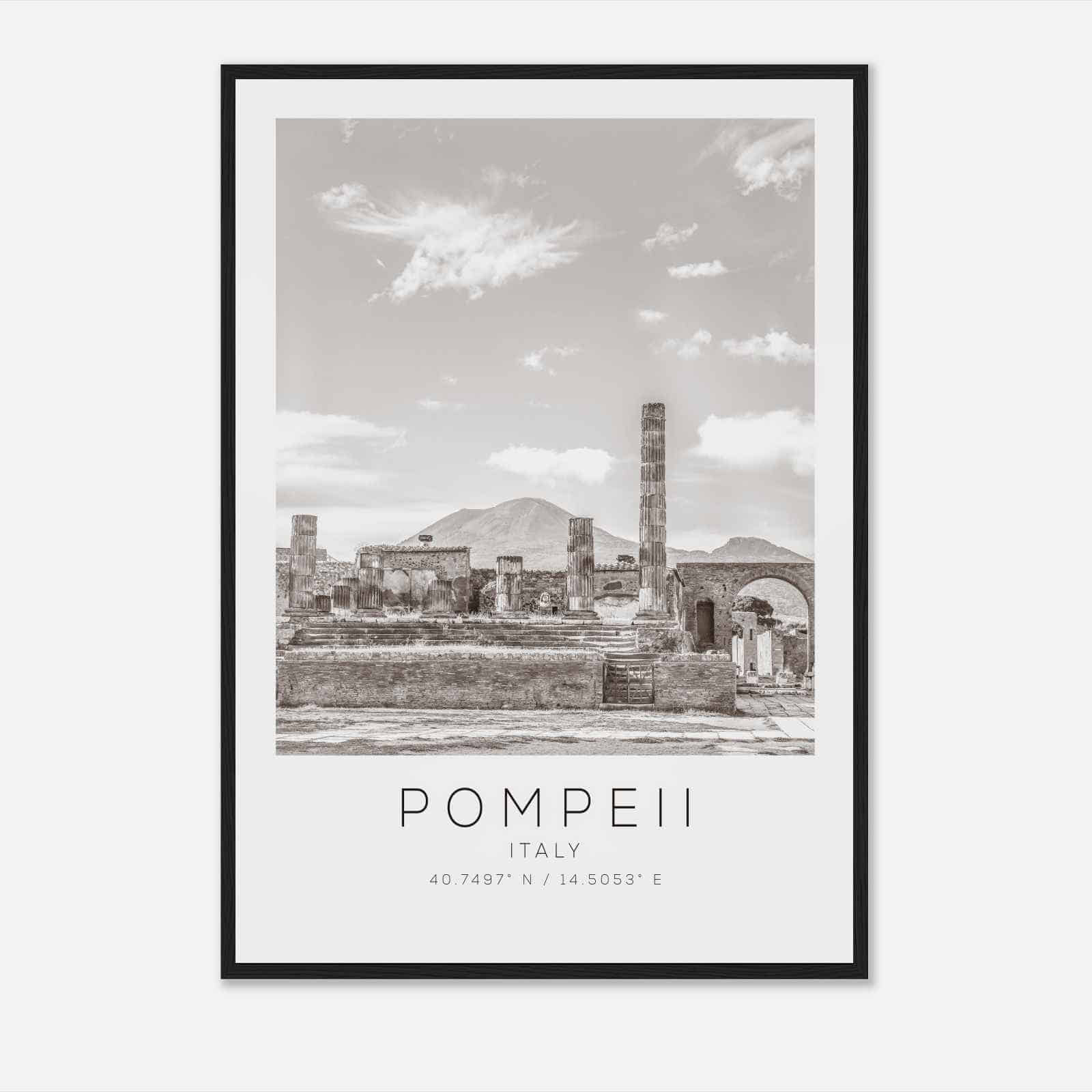 Pompeii Italy Travel Photo Poster BW, Pompeii Travel Print, Minimalist Travel Poster Print