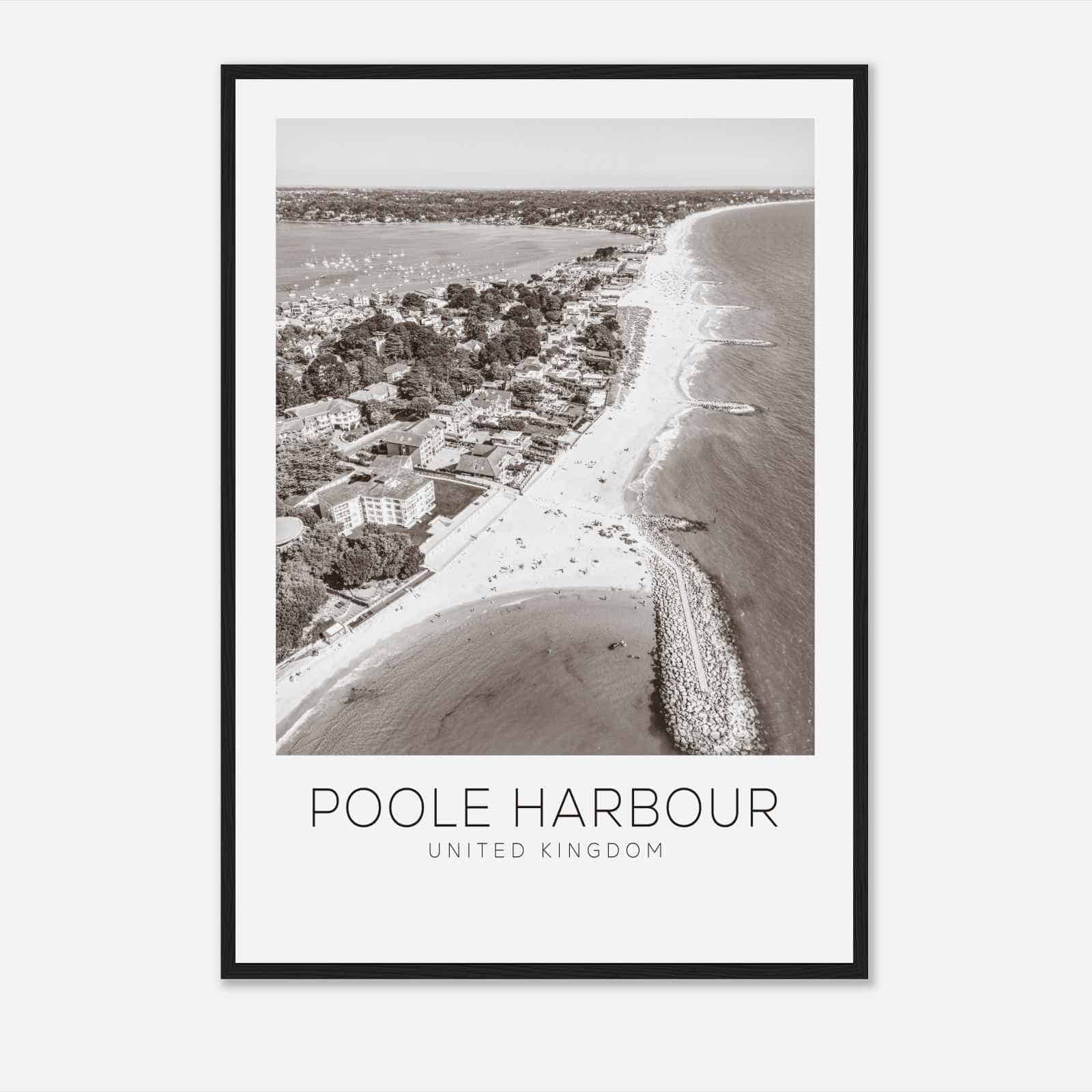 Poole Harbour United Kingdom Travel Photo Poster BW, Poole Harbour Travel Print, Minimalist Travel Poster Print