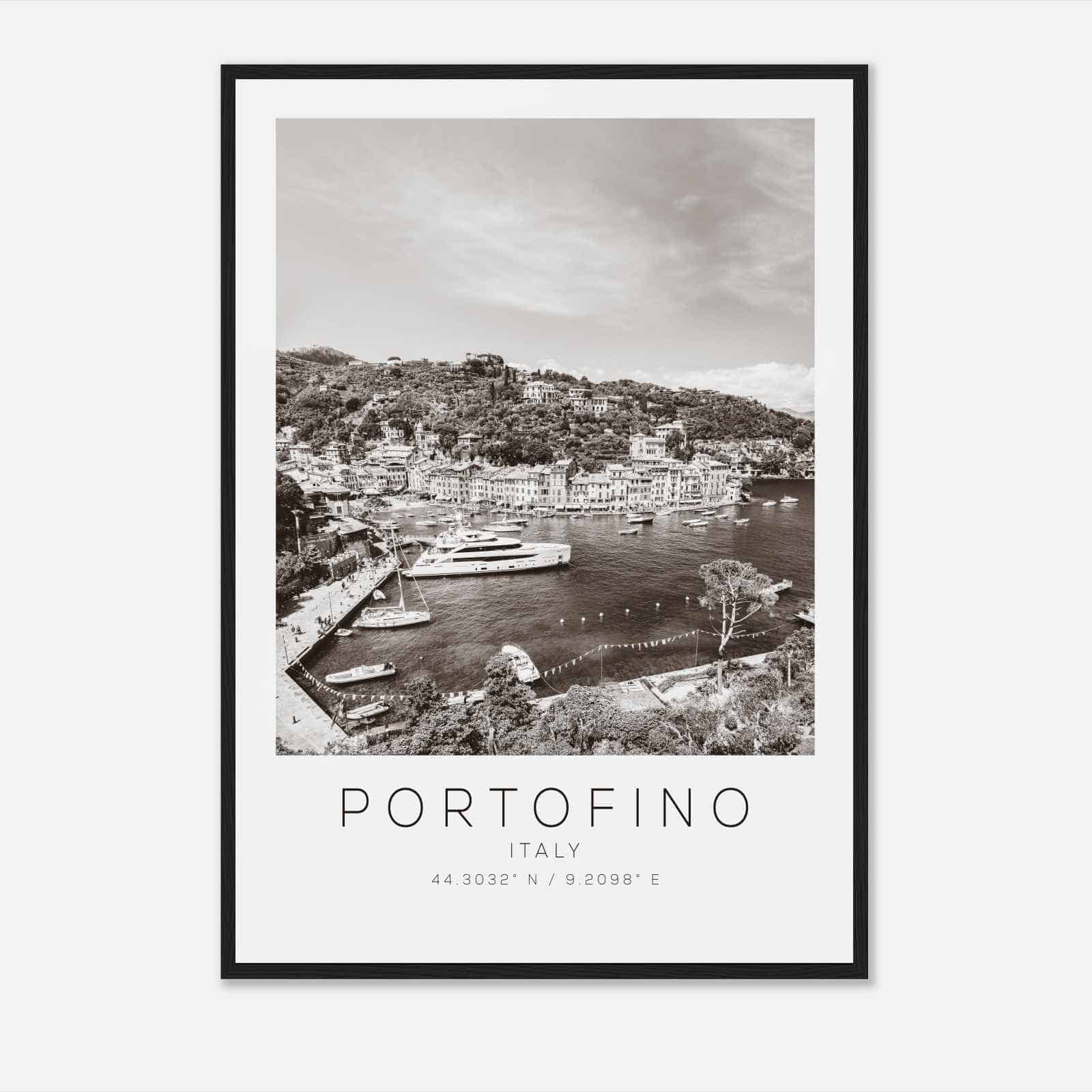Portofino Italy Travel Photo Poster BW, Portofino Travel Print, Minimalist Travel Poster Print