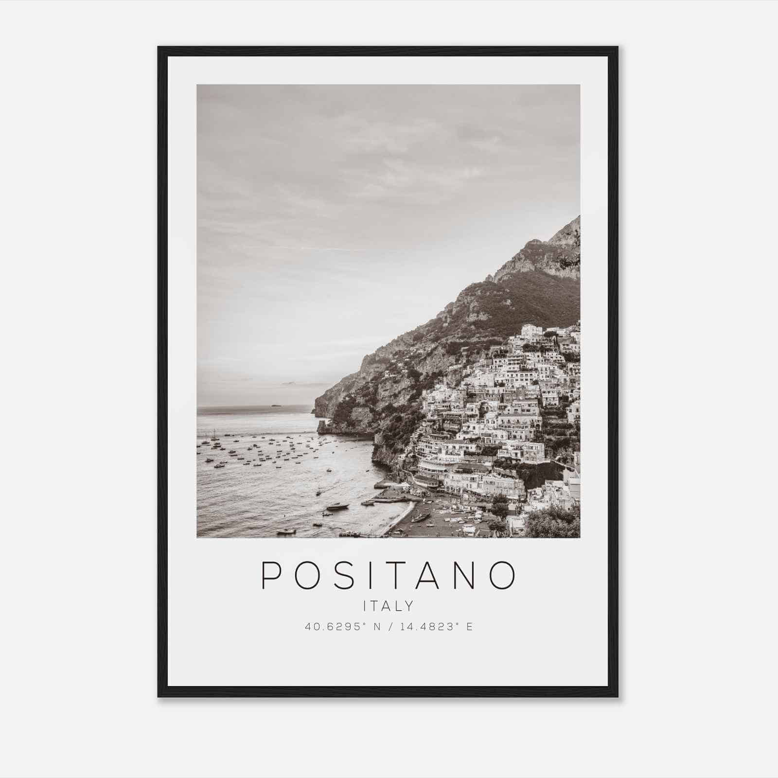 Positano Italy Travel Photo Poster BW, Positano Travel Print, Minimalist Travel Poster Print