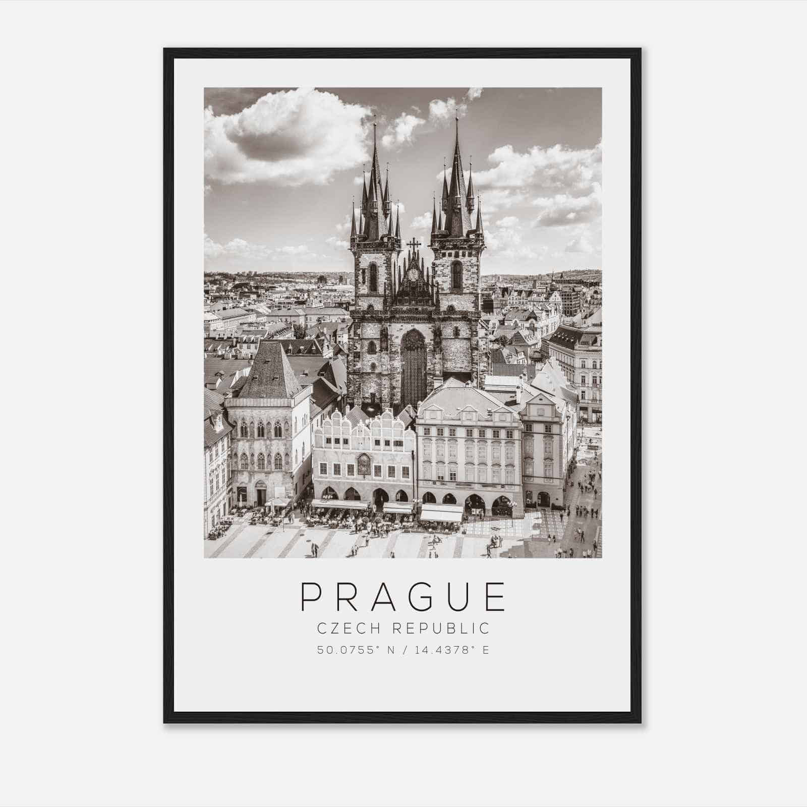 Prague Czech Republic Travel Photo Poster BW, Prague Travel Print, Minimalist Travel Poster Print DS2