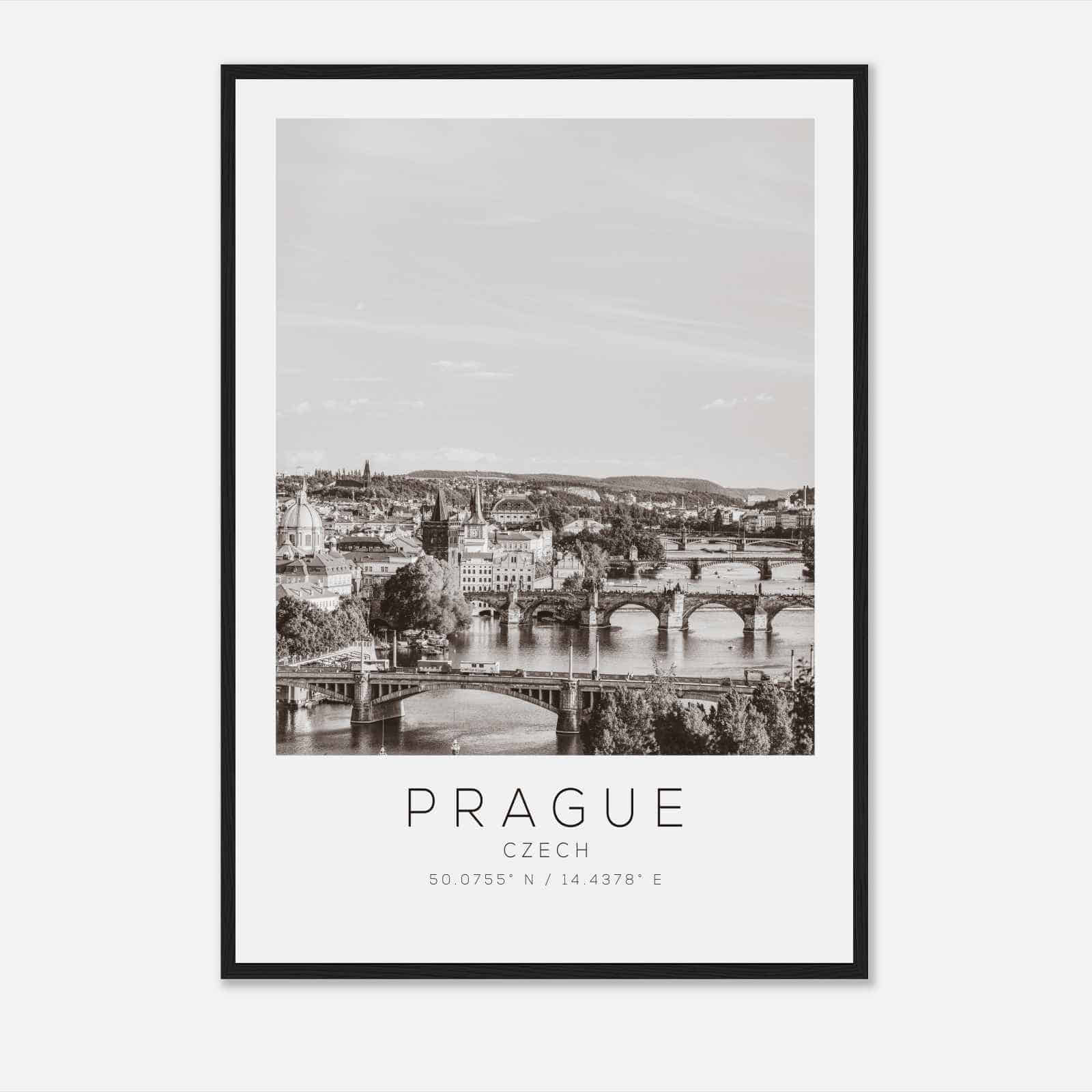Prague Czech Travel Photo Poster BW, Prague Travel Print, Minimalist Travel Poster Print