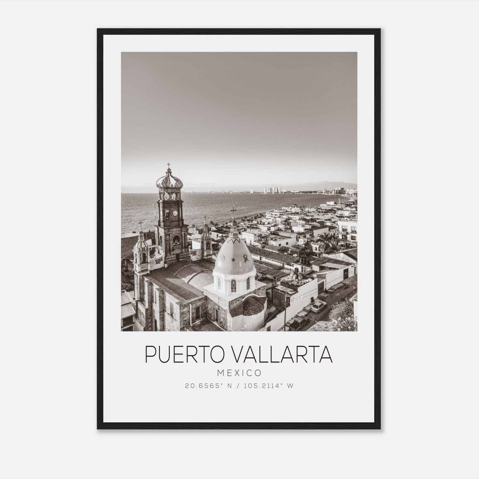 Puerto Vallarta Mexico Travel Photo Poster BW, Puerto Vallarta Travel Print, Minimalist Travel Poster Print DS2