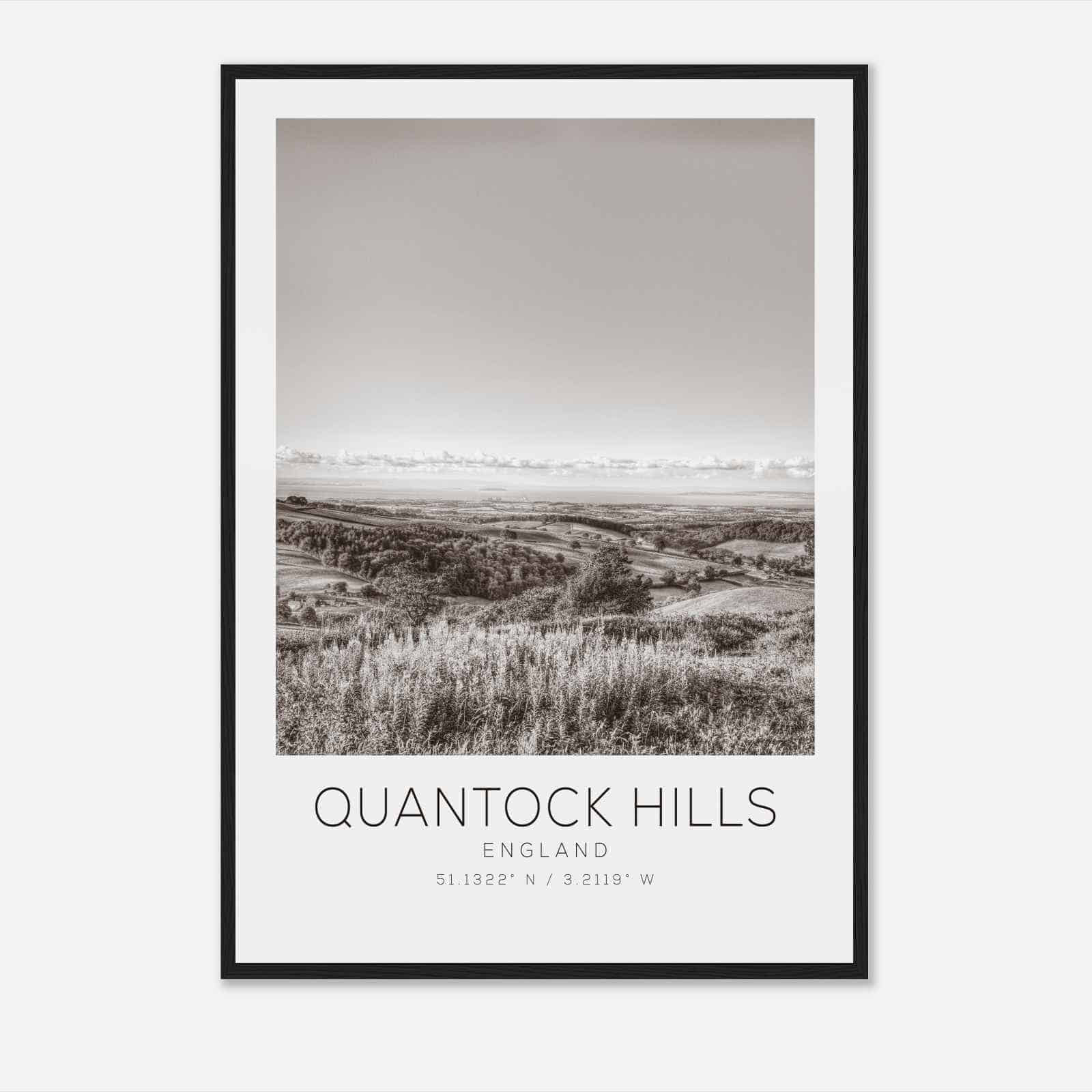 Quantock Hills England Travel Photo Poster BW, Quantock Hills Travel Print, Minimalist Travel Poster Print