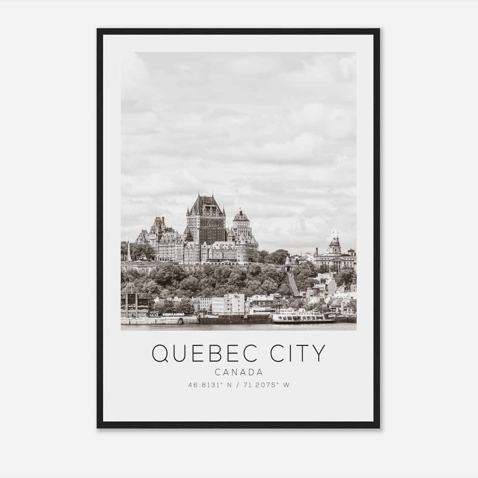 Quebec City Canada Travel Photo Poster BW, Quebec City Travel Print, Minimalist Travel Poster Print