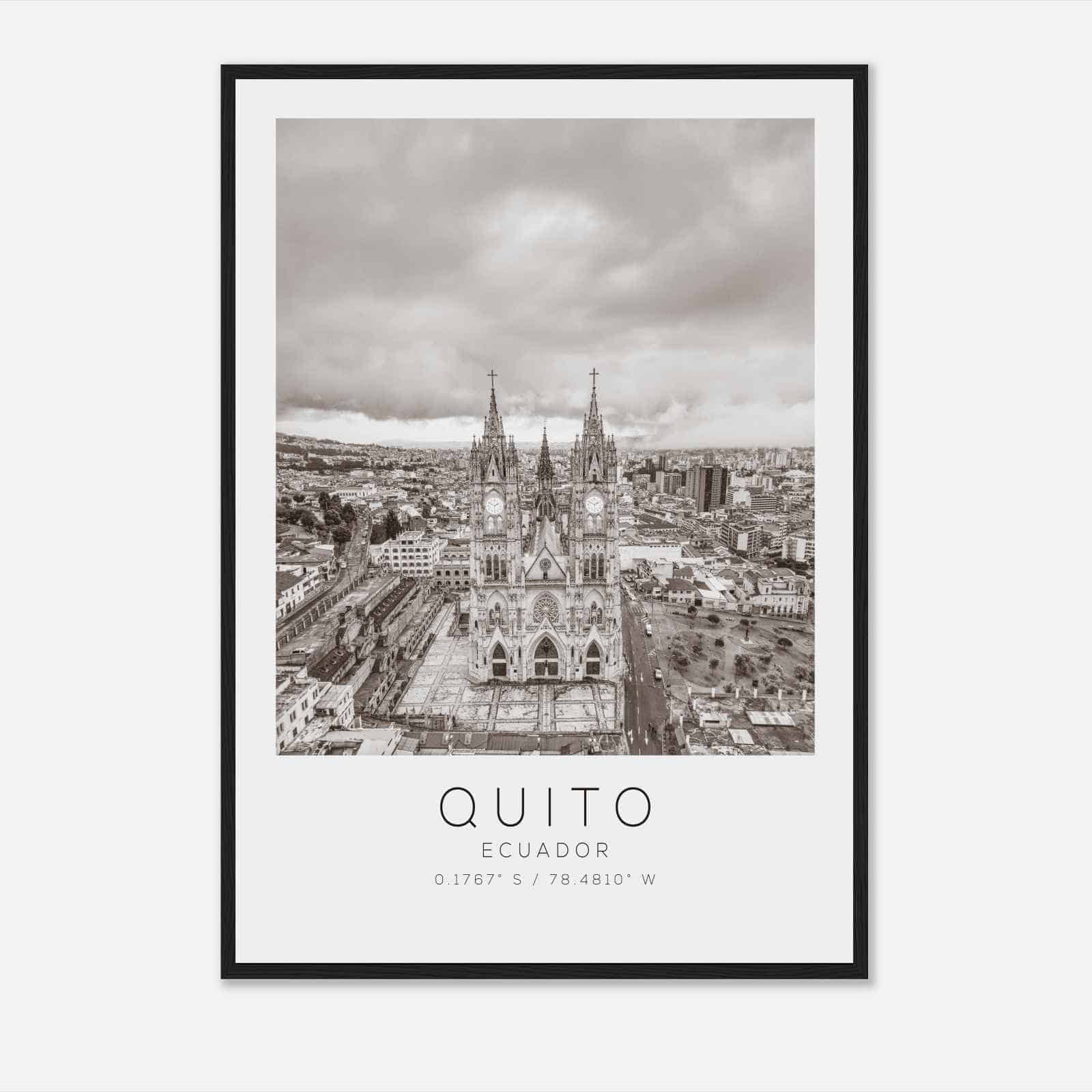 Quito Ecuador Travel Photo Poster BW, Quito Travel Print, Minimalist Travel Poster Print DS2