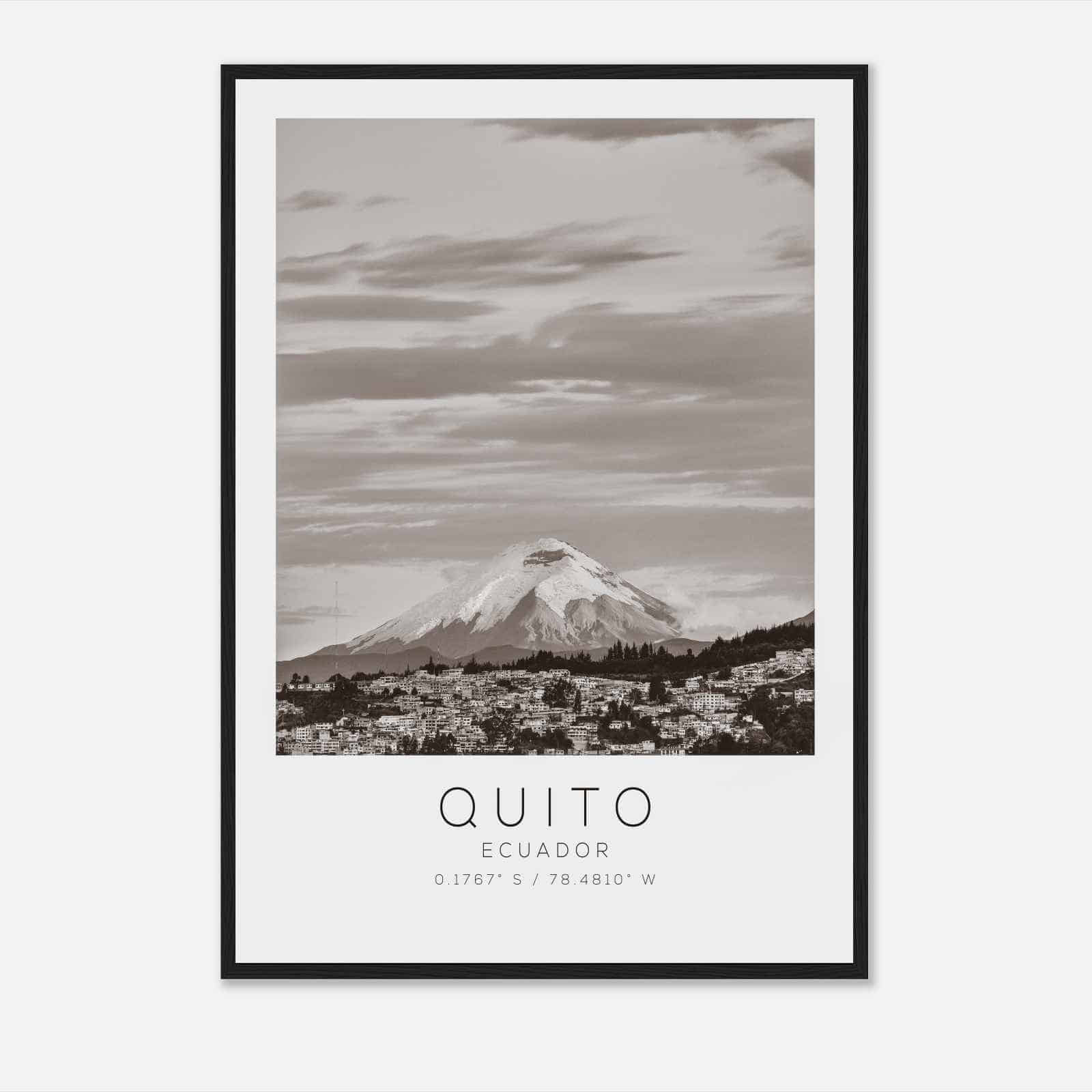 Quito Ecuador Travel Photo Poster BW, Quito Travel Print, Minimalist Travel Poster Print
