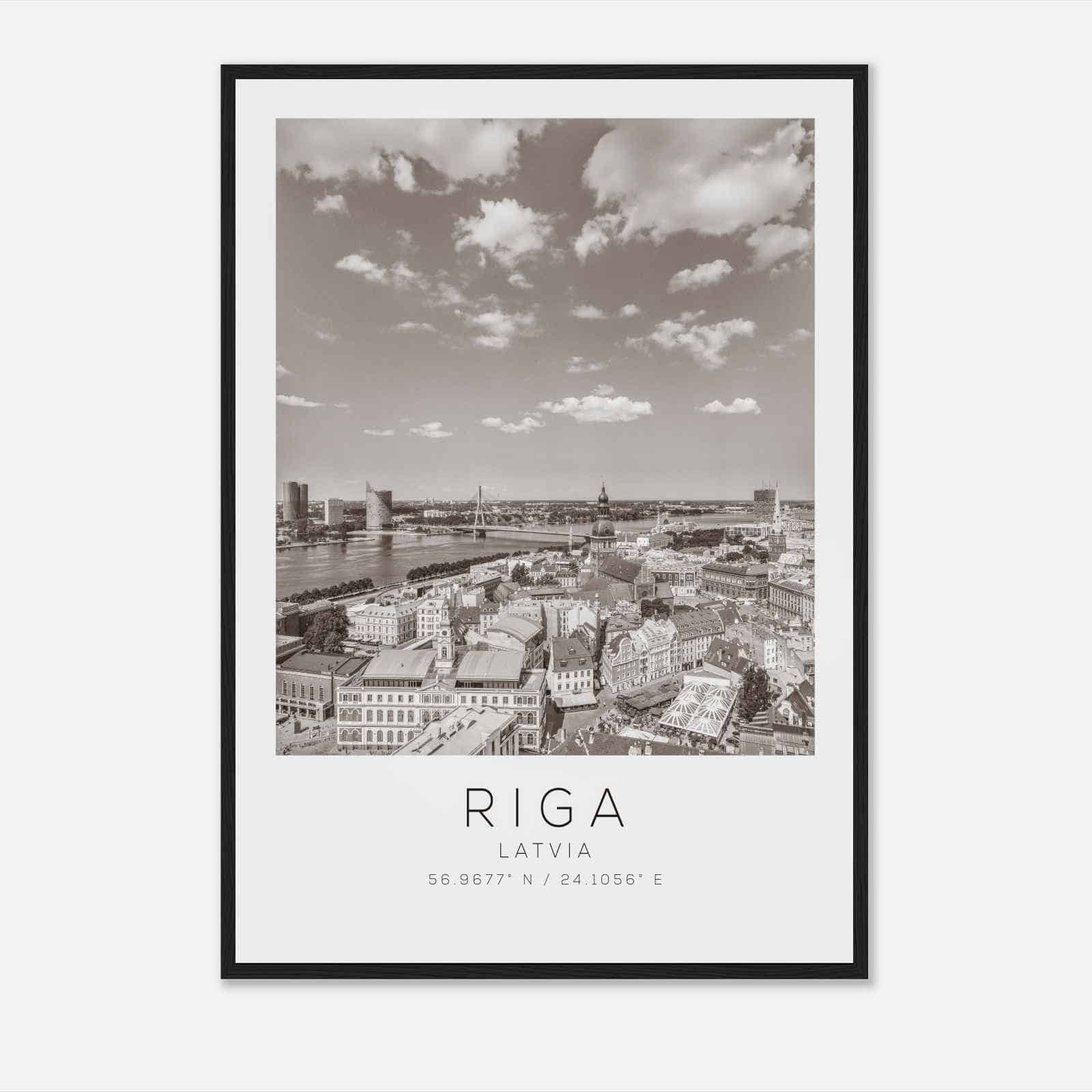 Riga Latvia Travel Photo Poster BW, Riga Travel Print, Minimalist Travel Poster Print