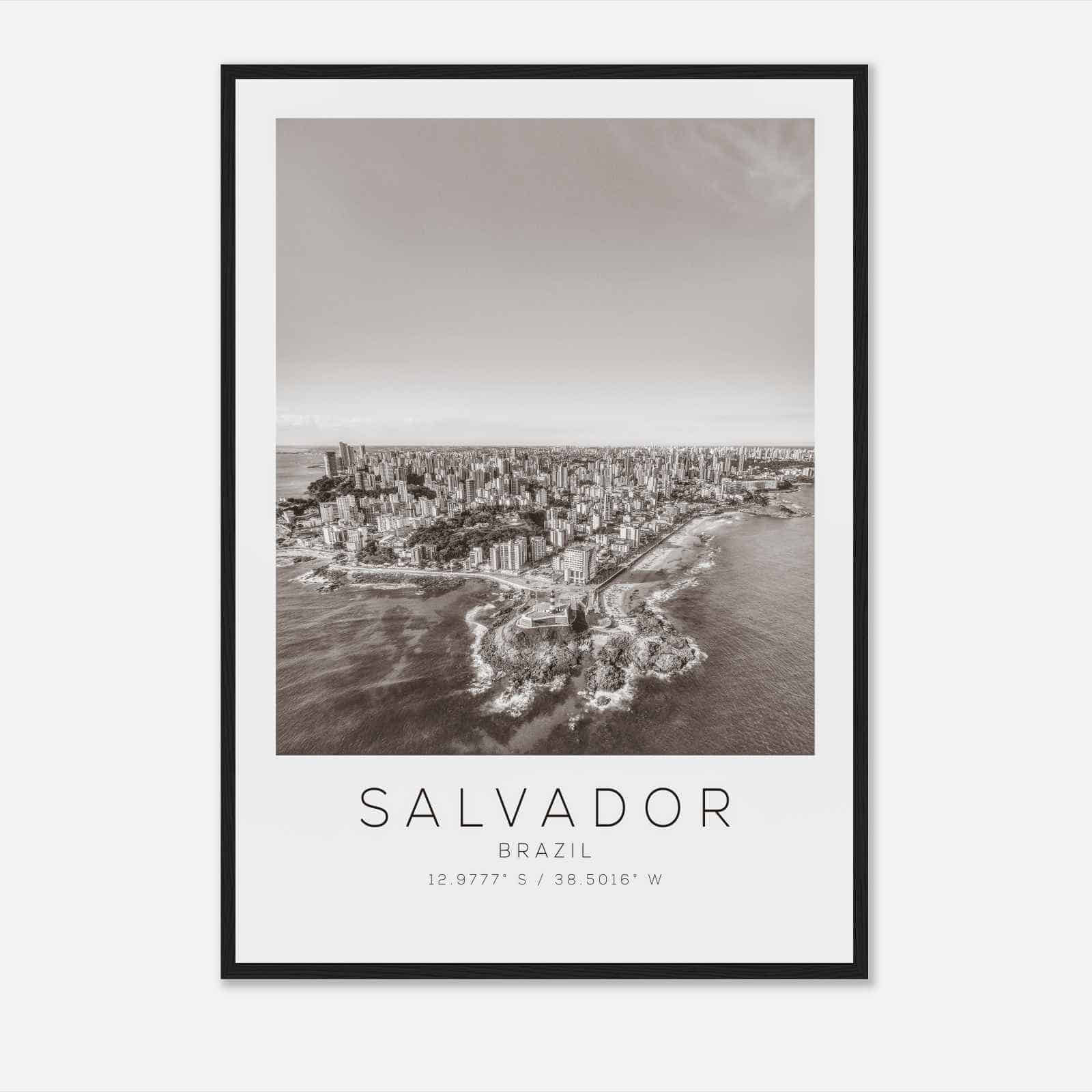 Salvador Brazil Travel Photo Poster BW, Salvador Travel Print, Minimalist Travel Poster Print