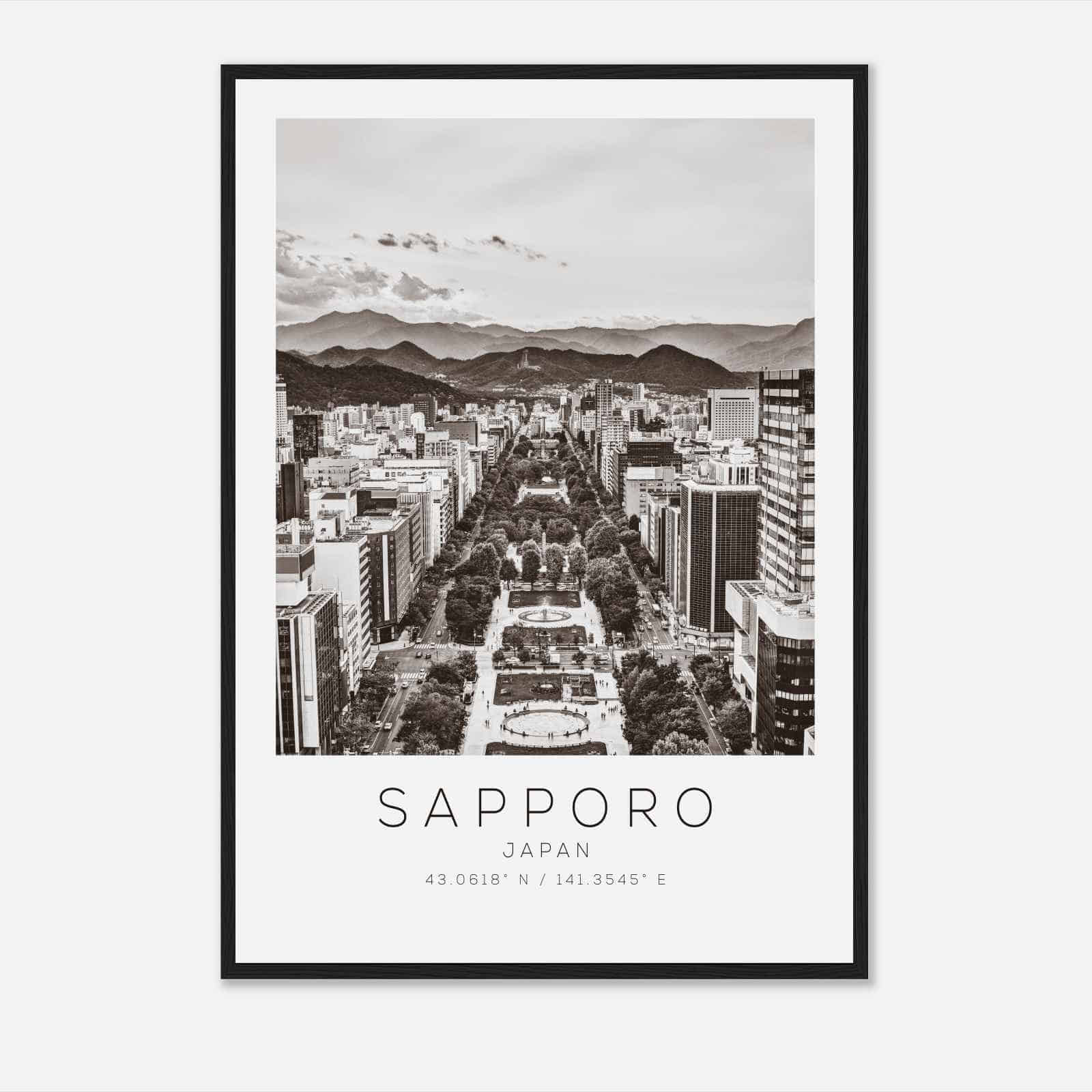 Sapporo Japan Travel Photo Poster BW, Sapporo Travel Print, Minimalist Travel Poster Print