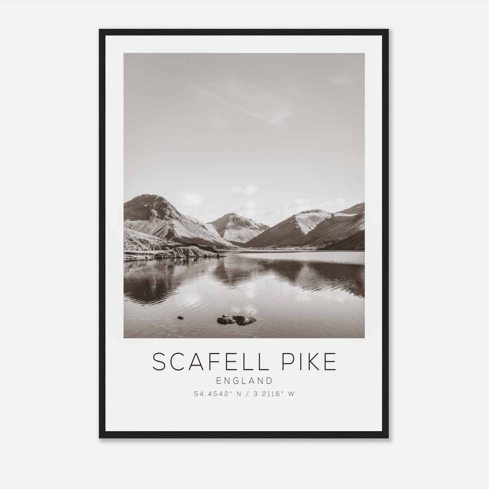 Scafell Pike England Travel Photo Poster BW, Scafell Pike Travel Print, Minimalist Travel Poster Print
