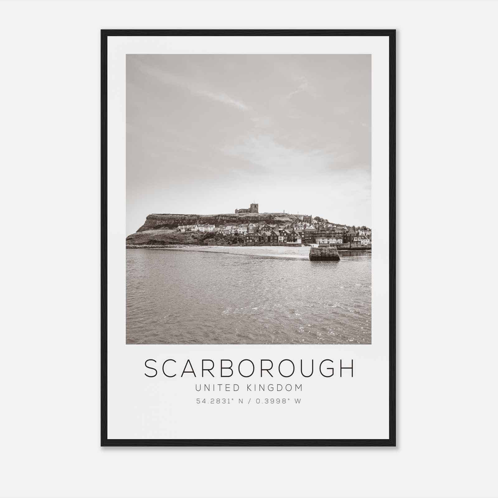 Scarborough United Kingdom Travel Photo Poster BW, Scarborough Travel Print, Minimalist Travel Poster Print