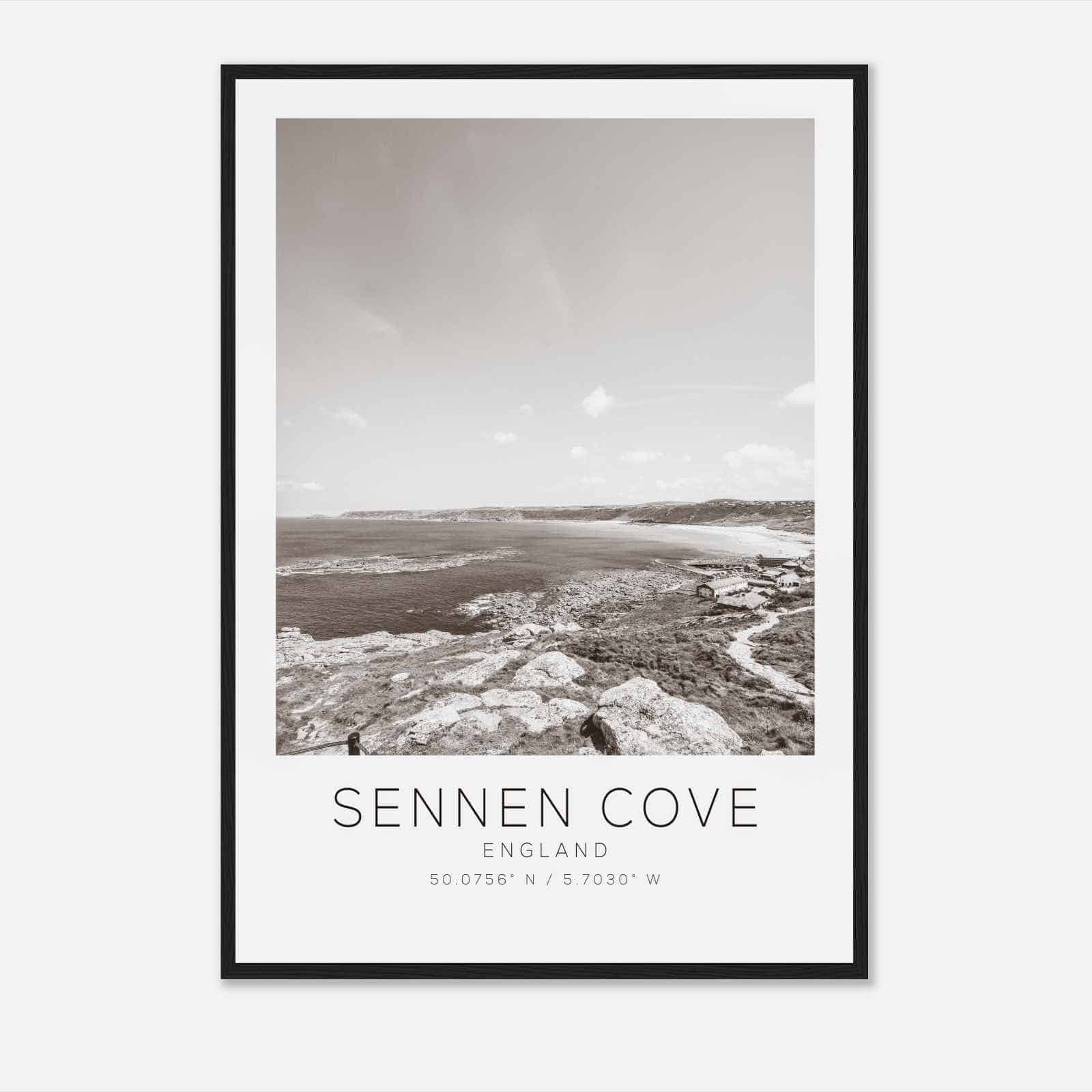 Sennen Cove England Travel Photo Poster BW, Sennen Cove Travel Print, Minimalist Travel Poster Print