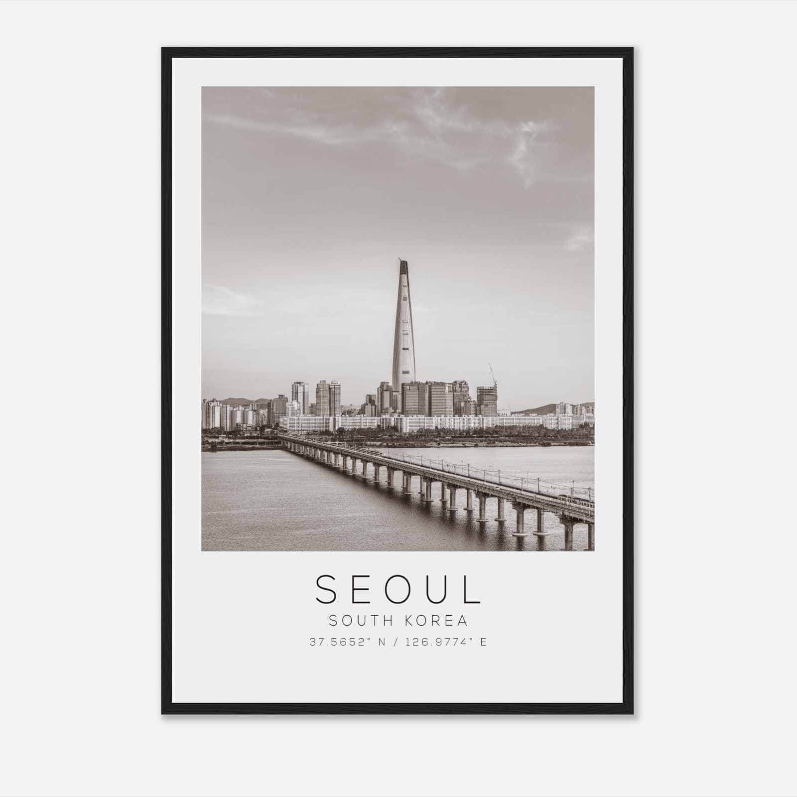Seoul South Korea Travel Photo Poster BW, Seoul Travel Print, Minimalist Travel Poster Print DS2