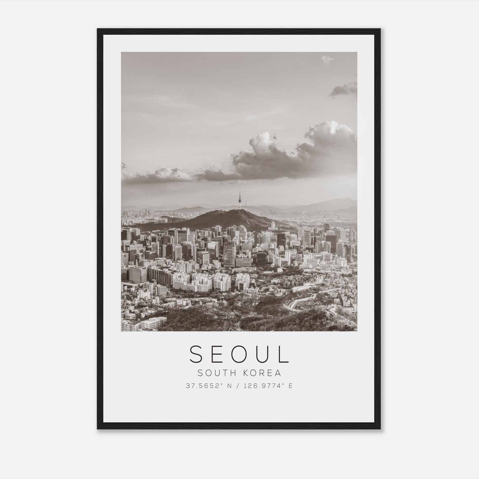 Seoul South Korea Travel Photo Poster BW, Seoul Travel Print, Minimalist Travel Poster Print