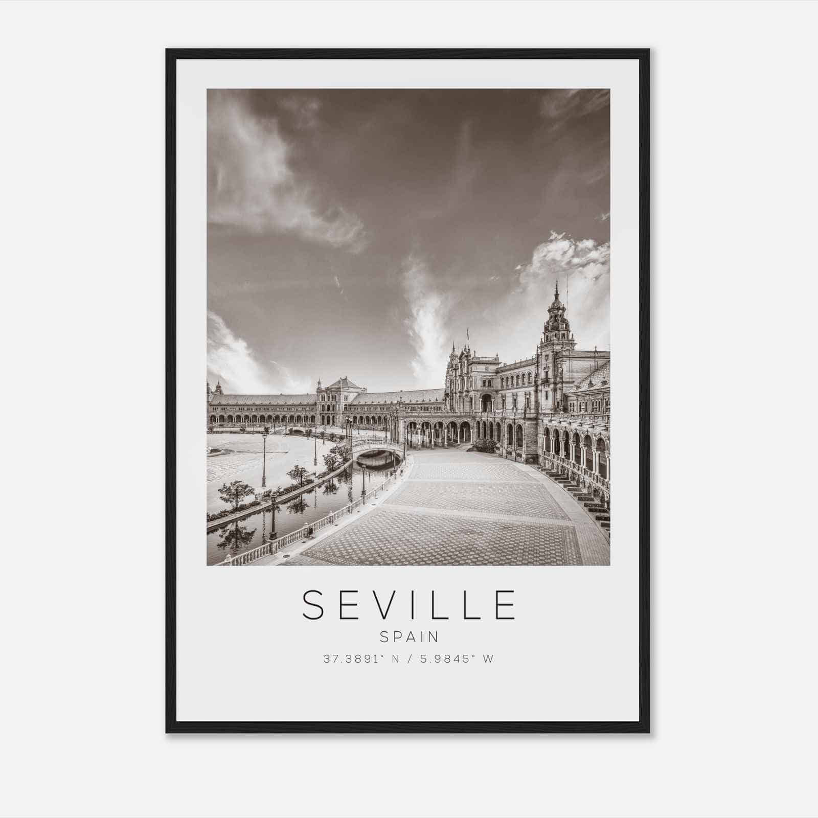 Seville Spain Travel Photo Poster BW, Seville Travel Print, Minimalist Travel Poster Print DS2