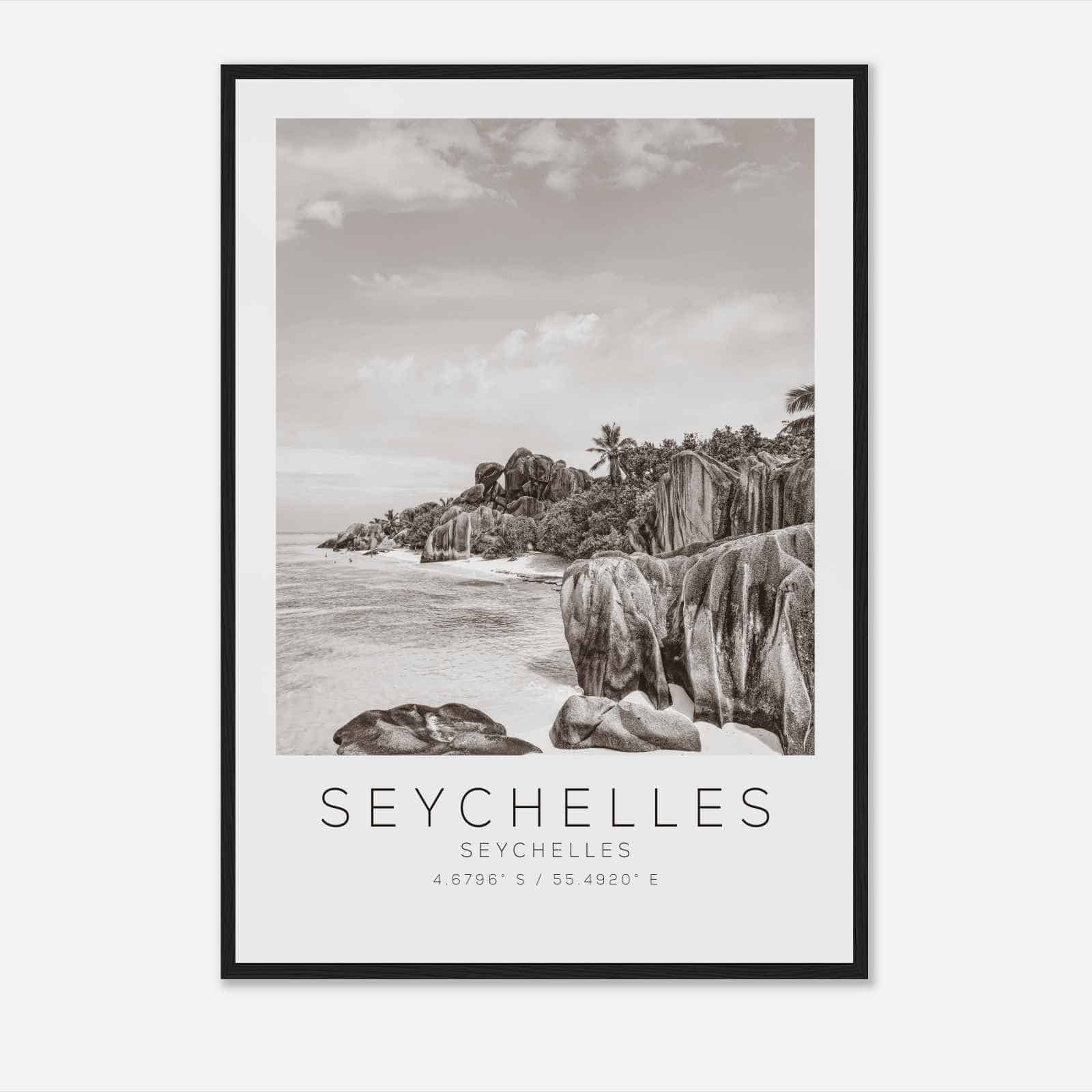 Seychelles Seychelles Travel Photo Poster BW, Seychelles Travel Print, Minimalist Travel Poster Print