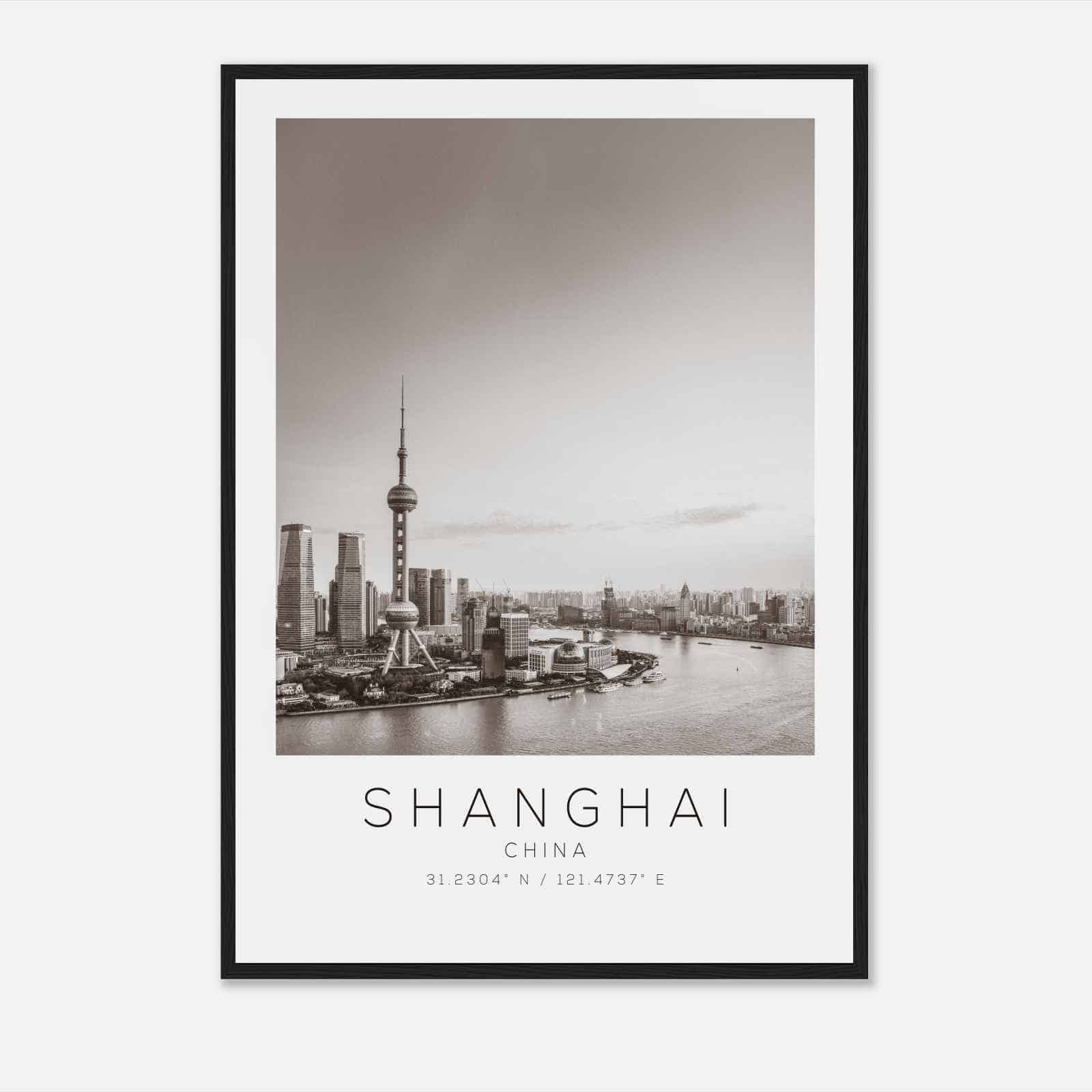 Shanghai China Travel Photo Poster BW, Shanghai Travel Print, Minimalist Travel Poster Print