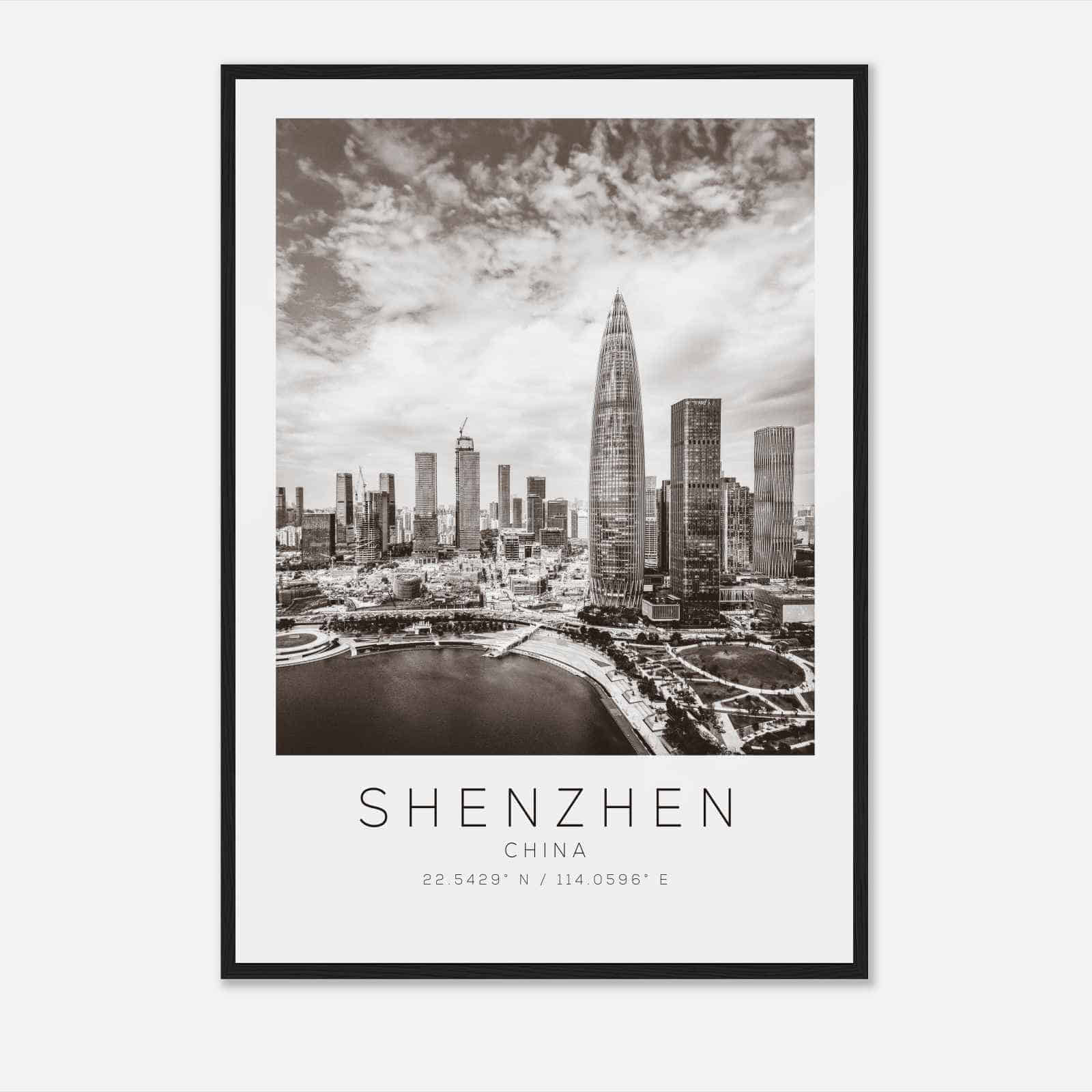 Shenzhen China Travel Photo Poster BW, Shenzhen Travel Print, Minimalist Travel Poster Print