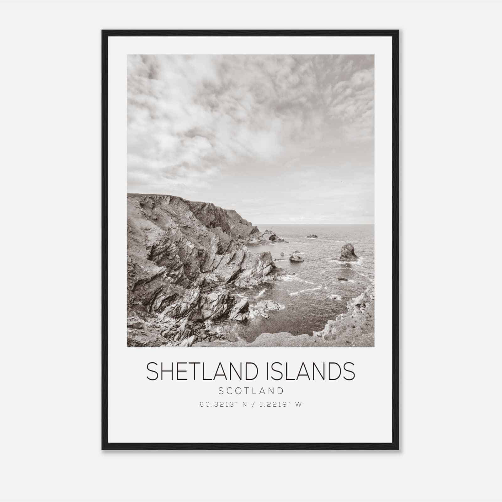 Shetland Islands Scotland Travel Photo Poster BW, Shetland Islands Travel Print, Minimalist Travel Poster Print