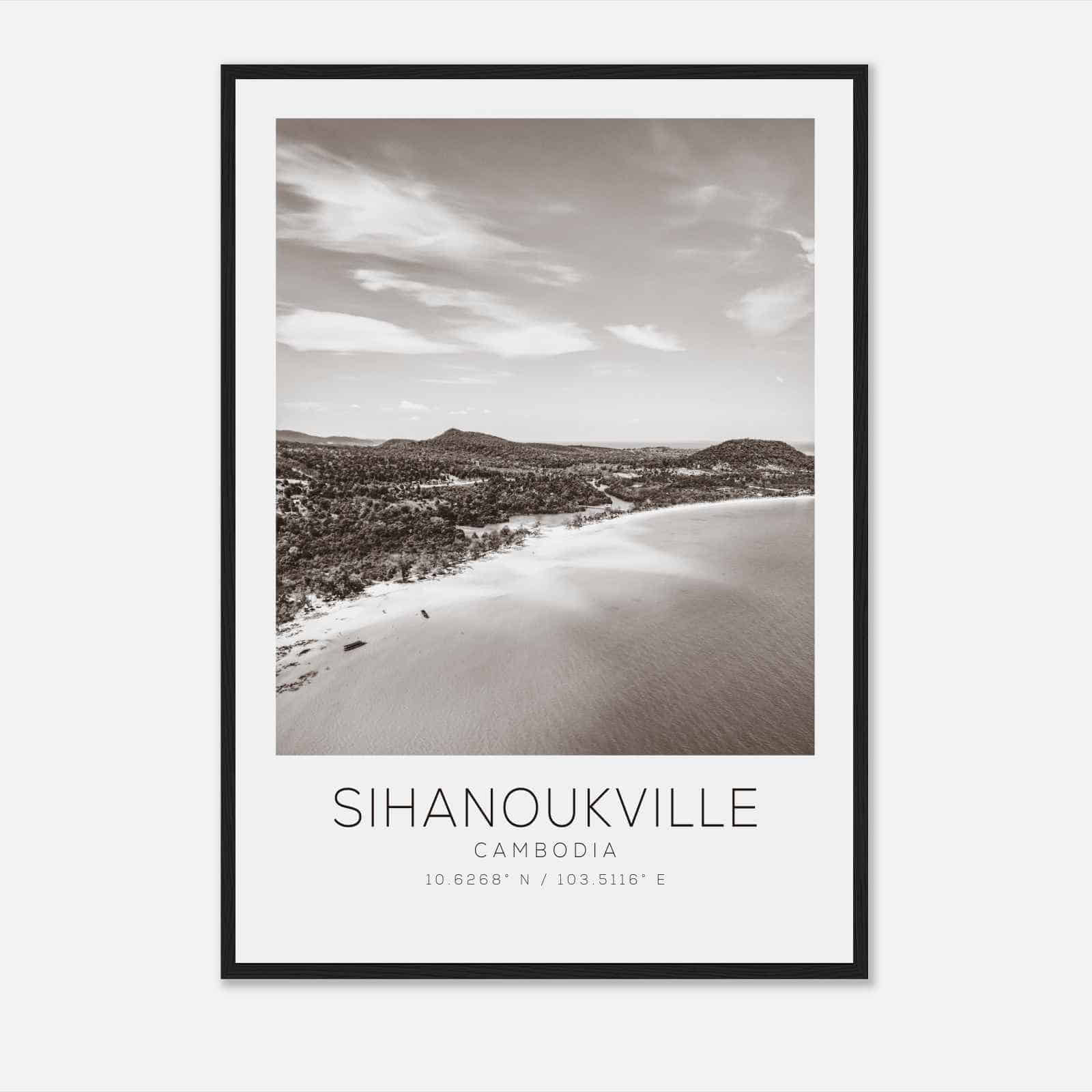 Sihanoukville Cambodia Travel Photo Poster BW, Sihanoukville Travel Print, Minimalist Travel Poster Print
