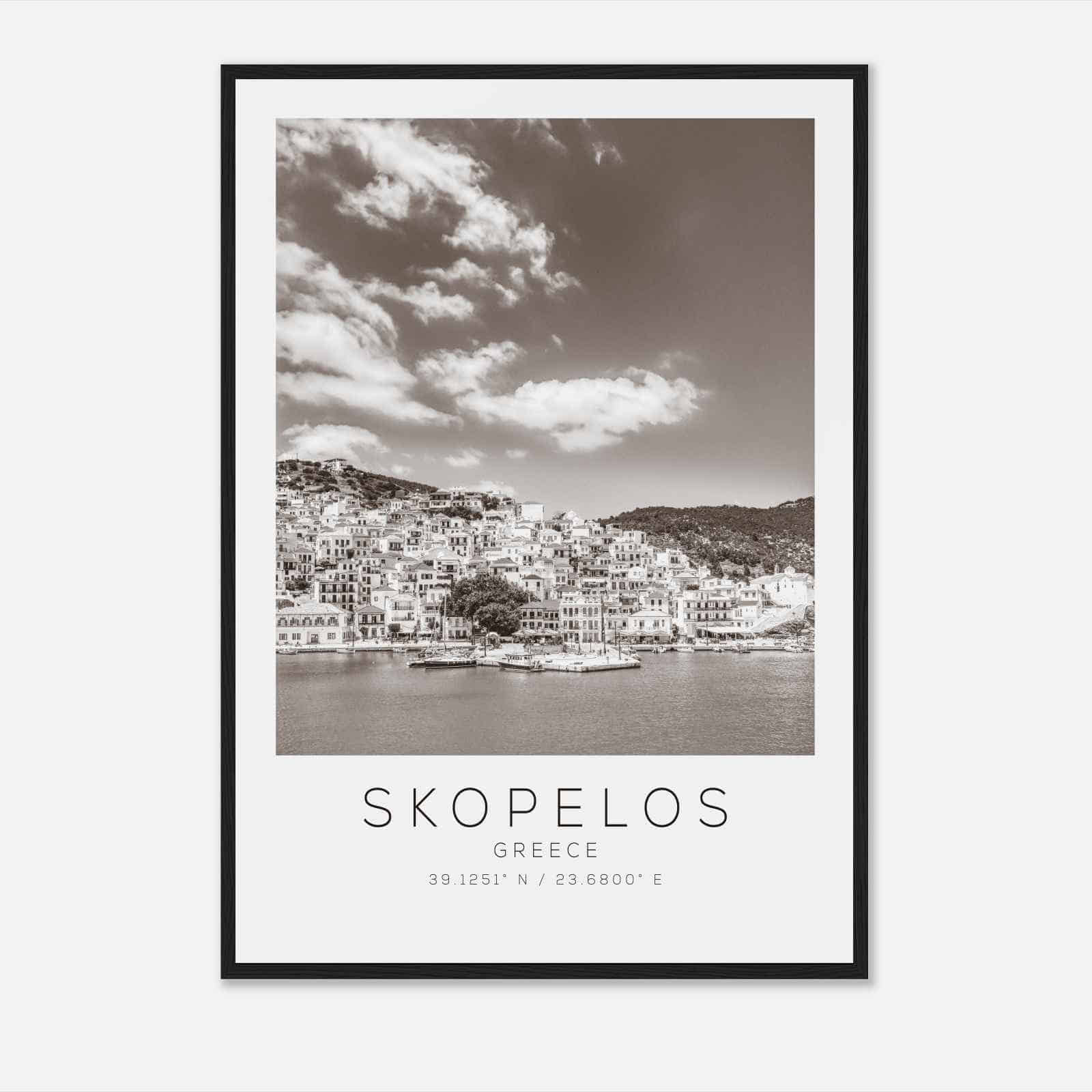 Skopelos Greece Travel Photo Poster BW, Skopelos Travel Print, Minimalist Travel Poster Print