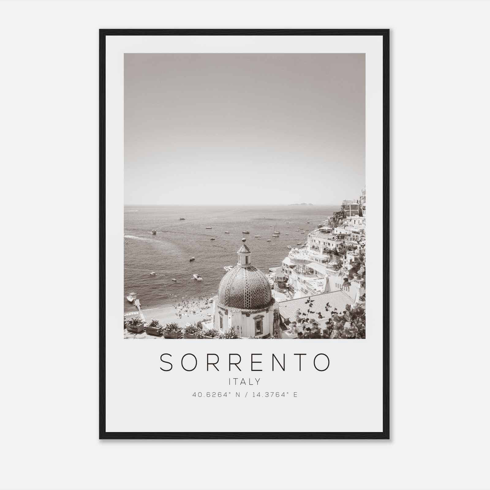 Sorrento Italy Travel Photo Poster BW, Sorrento Travel Print, Minimalist Travel Poster Print