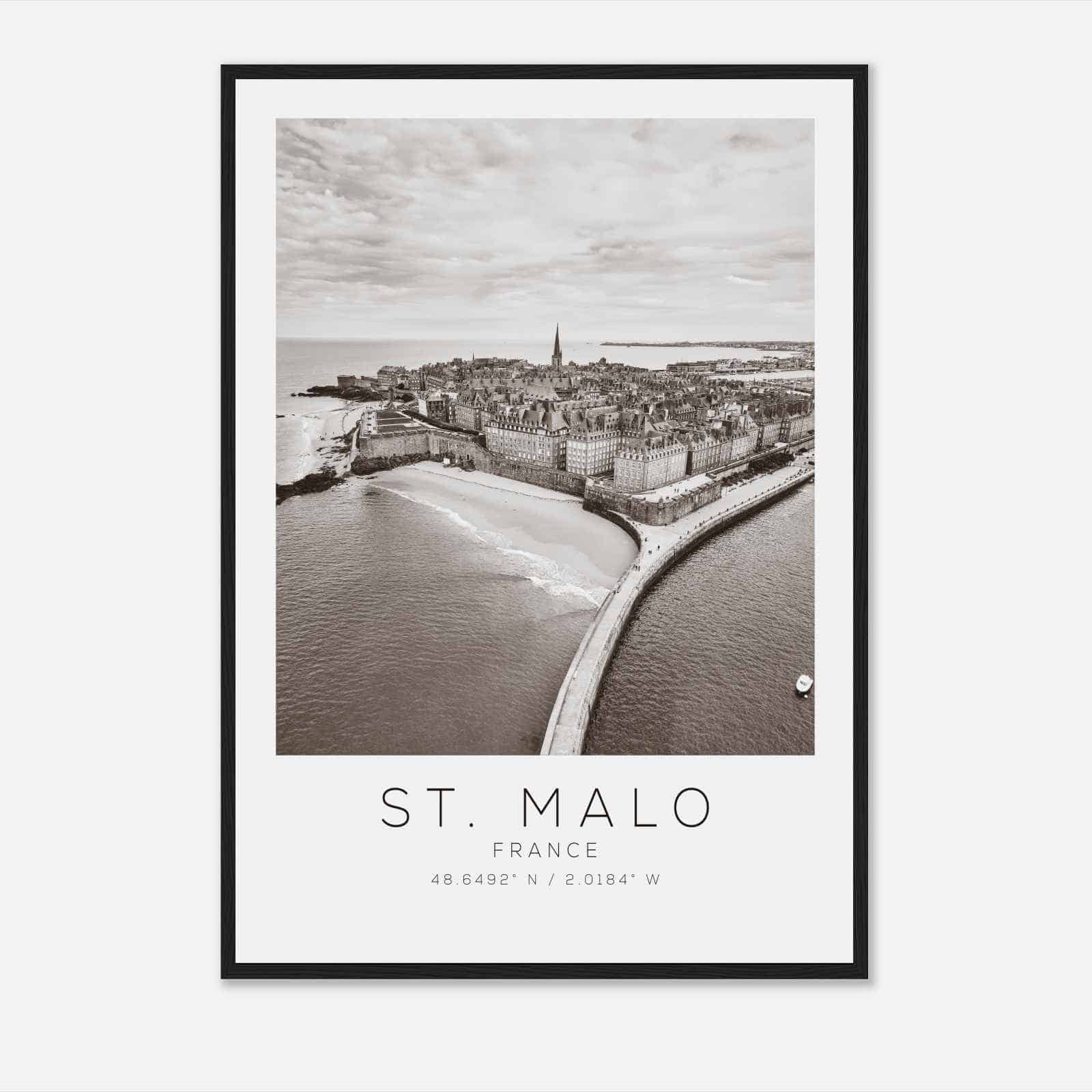 St. Malo France Travel Photo Poster BW, St. Malo Travel Print, Minimalist Travel Poster Print