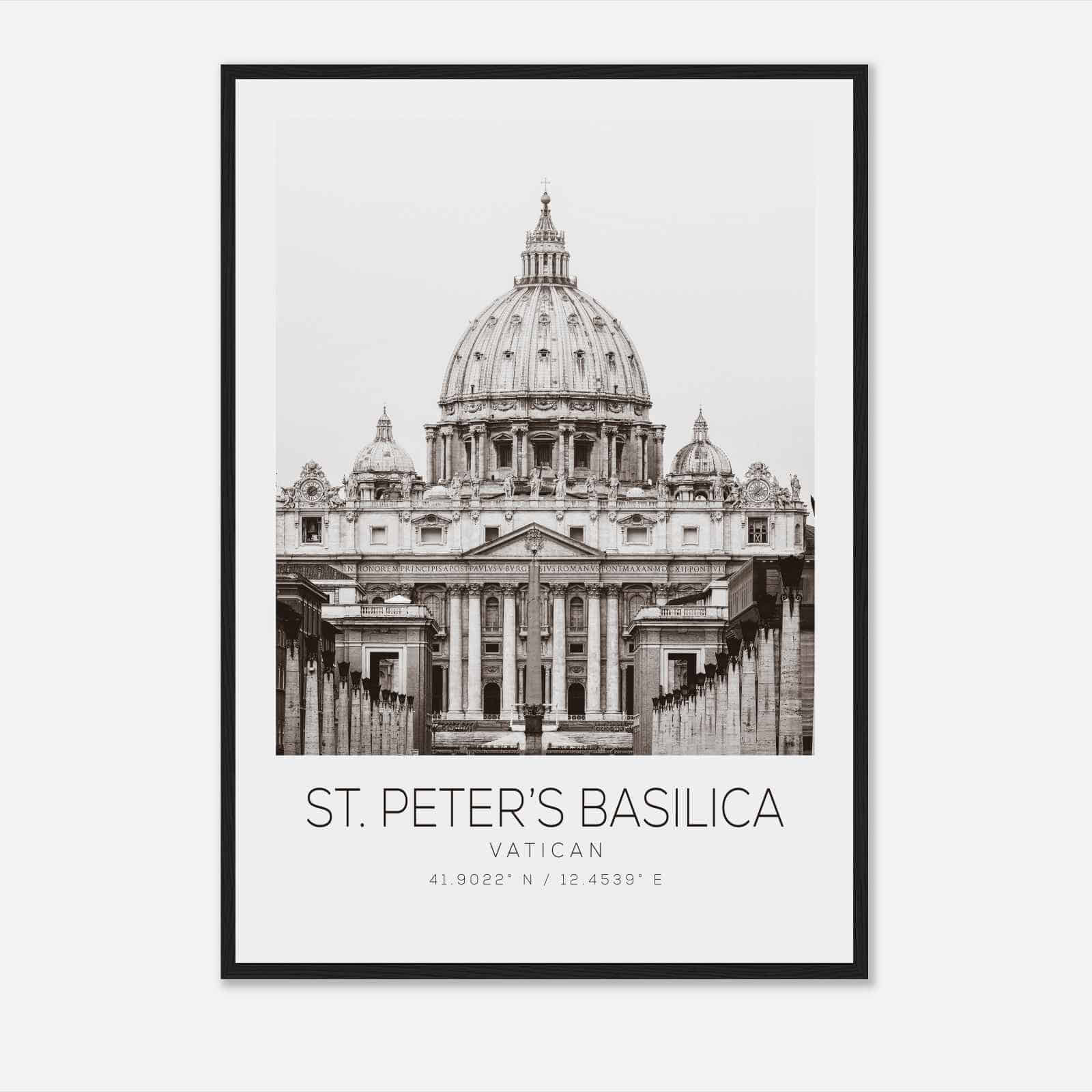 St. Peter’s Basilica Vatican Travel Photo Poster BW, St. Peter’s Basilica Travel Print, Minimalist Travel Poster Print DS2