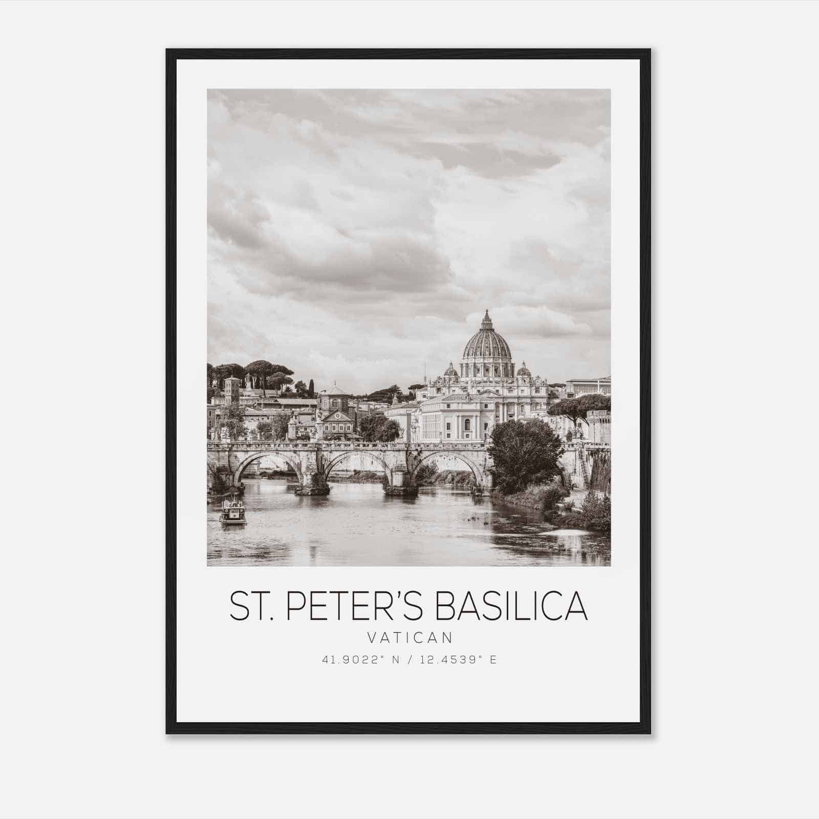St. Peter’s Basilica Vatican Travel Photo Poster BW, St. Peter’s Basilica Travel Print, Minimalist Travel Poster Print