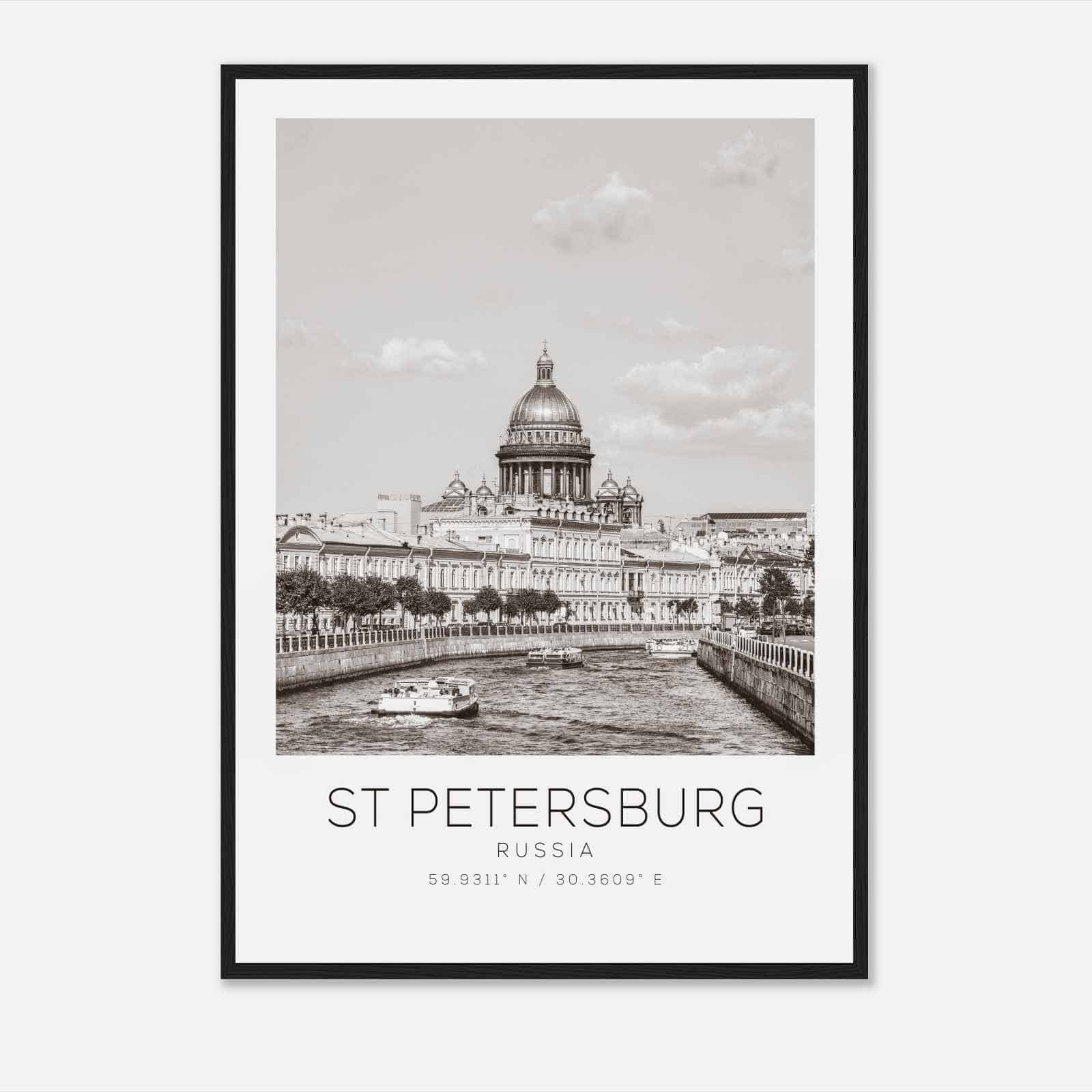 St Petersburg Russia Travel Photo Poster BW, St Petersburg Travel Print, Minimalist Travel Poster Print