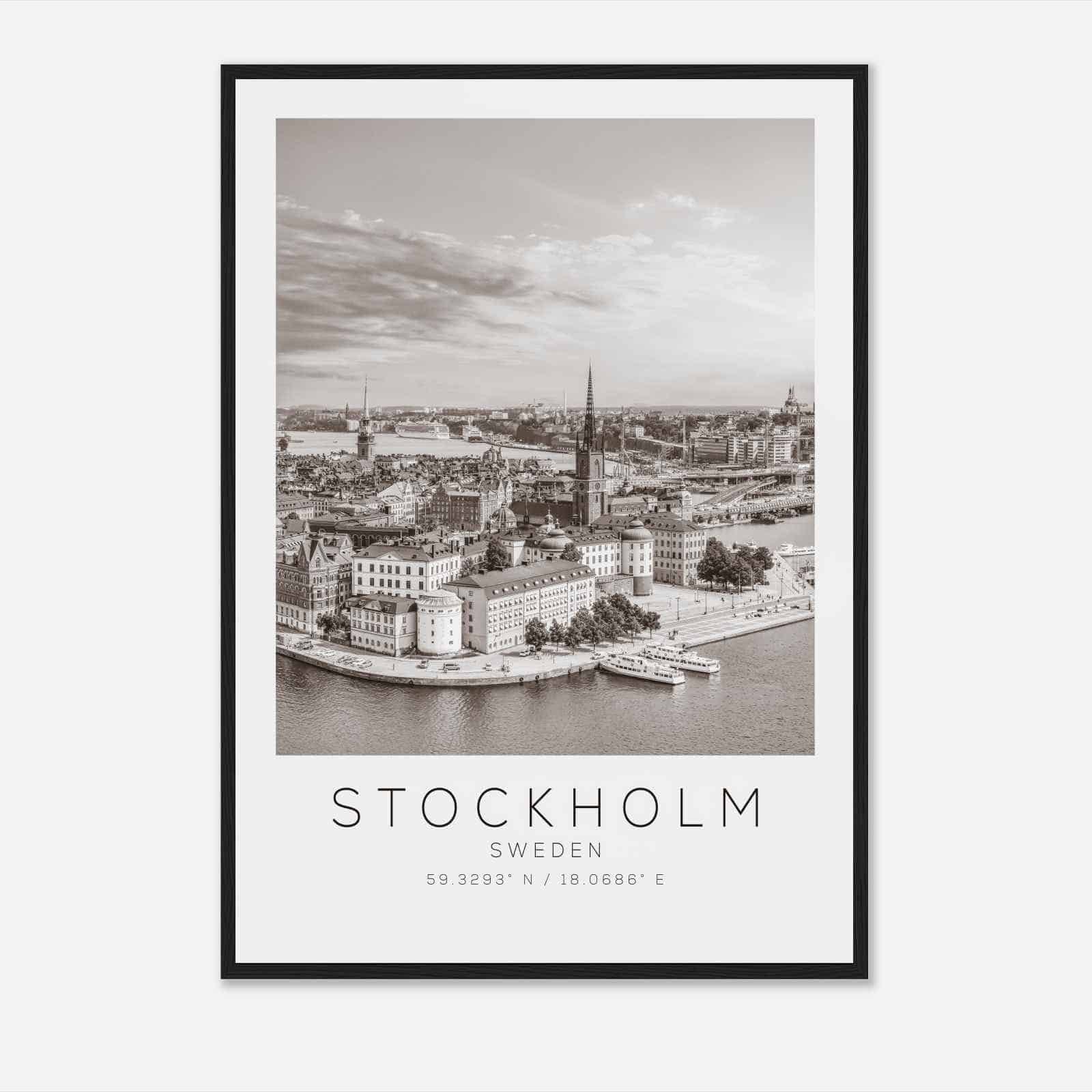 Stockholm Sweden Travel Photo Poster BW, Stockholm Travel Print, Minimalist Travel Poster Print