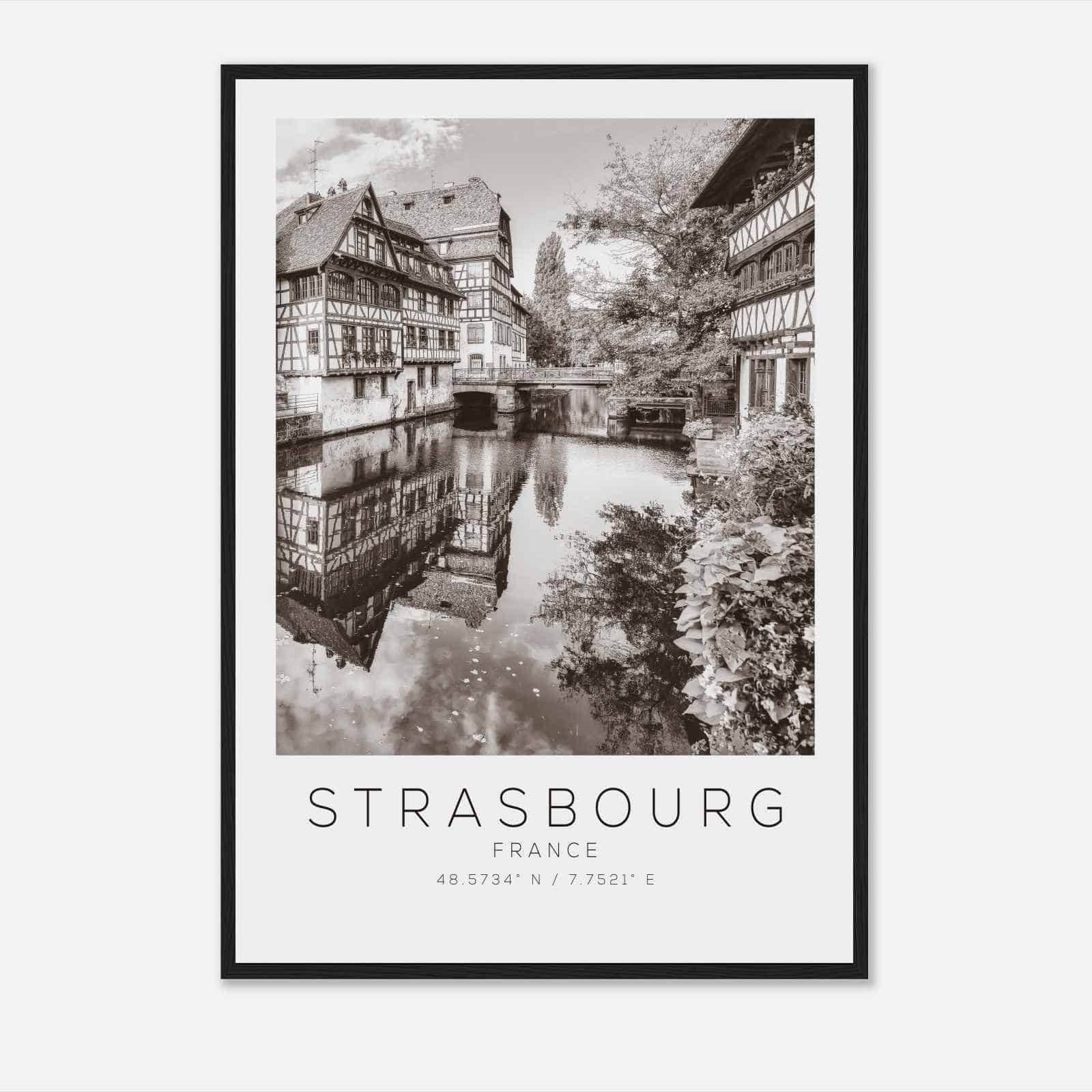 Strasbourg France Travel Photo Poster BW, Strasbourg Travel Print, Minimalist Travel Poster Print