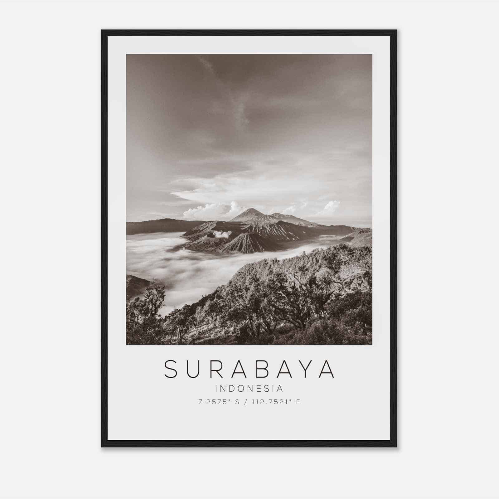Surabaya Indonesia Travel Photo Poster BW, Surabaya Travel Print, Minimalist Travel Poster Print