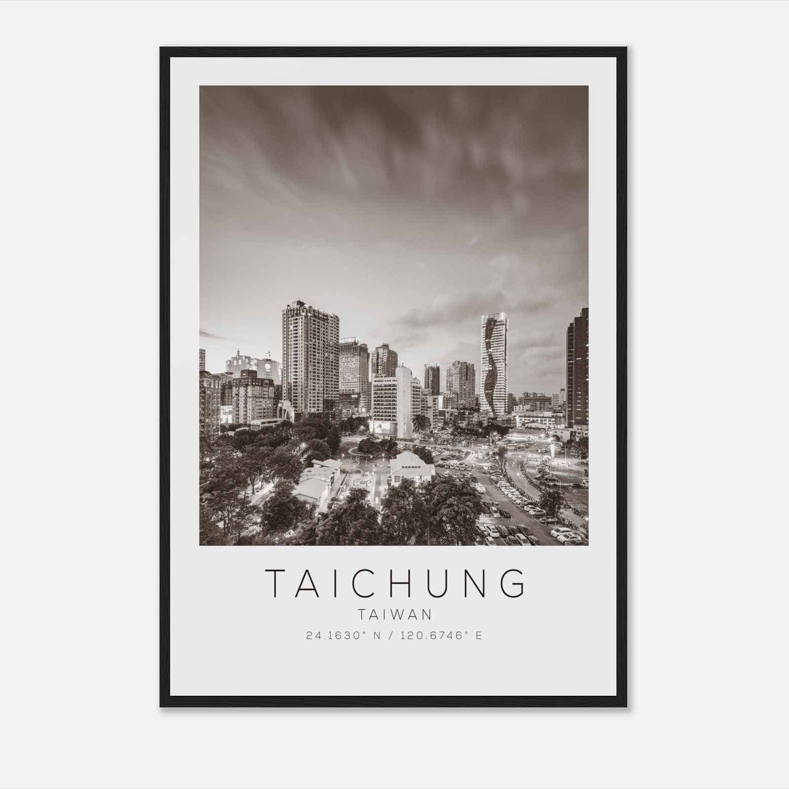 Taichung Taiwan Travel Photo Poster BW, Taichung Travel Print, Minimalist Travel Poster Print